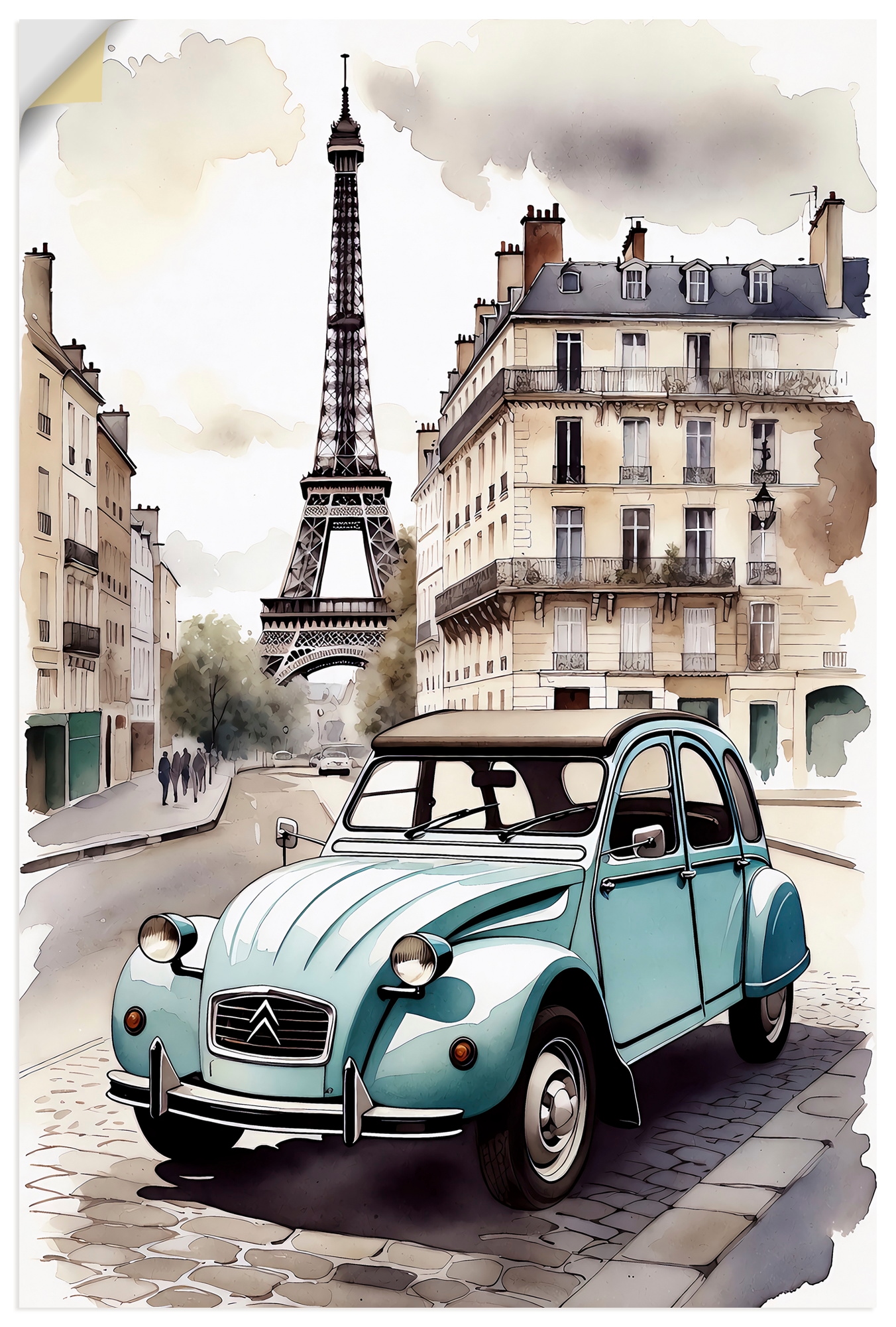 Artland Wandbild "2CV - die bekannte Ente" 1 Stk. tlg. als Alubild, Leinwandbild, Poster, Wandaufkleber in verschied. Größen