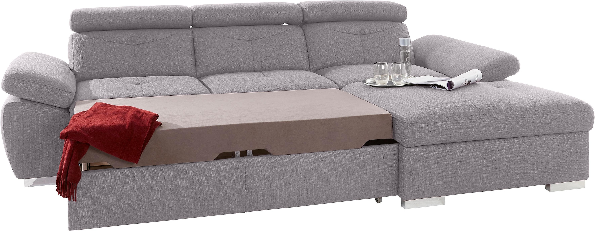 exxpo - sofa fashion Ecksofa »Spring, super bequem, mit Armteil- und Kopfteilfunktion, OTTOs Choice«, L-Form, wahlweise mit Bettfunktion und Bettkasten