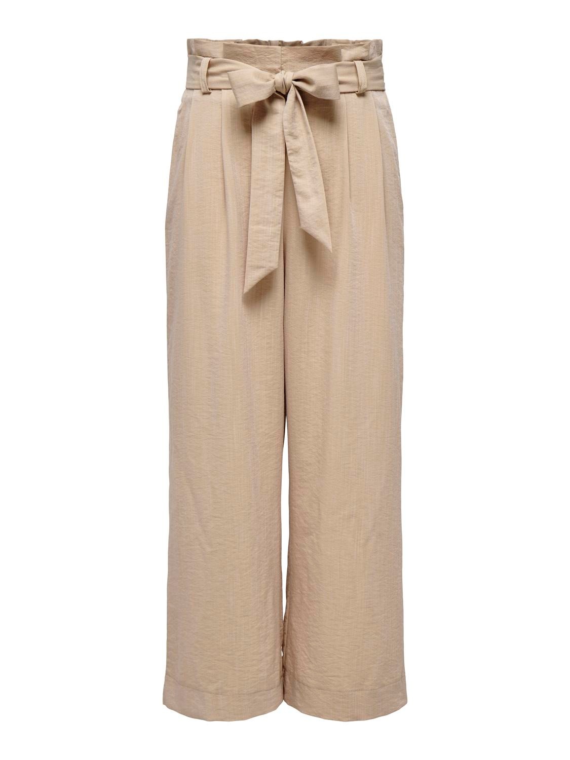 Paperbag-Hose ONLY "ONLMARSA SOLID PAPERBAG PANT WVN NOOS", Damen, Gr. M (38), N-Gr, weiß (safari), Web, Obermaterial: 53% Viskose, 35% Polyester, 12% Nylon, unifarben, regular fit knöchellang, Hosen Paperbag-Hose, mit Gürtel 6
