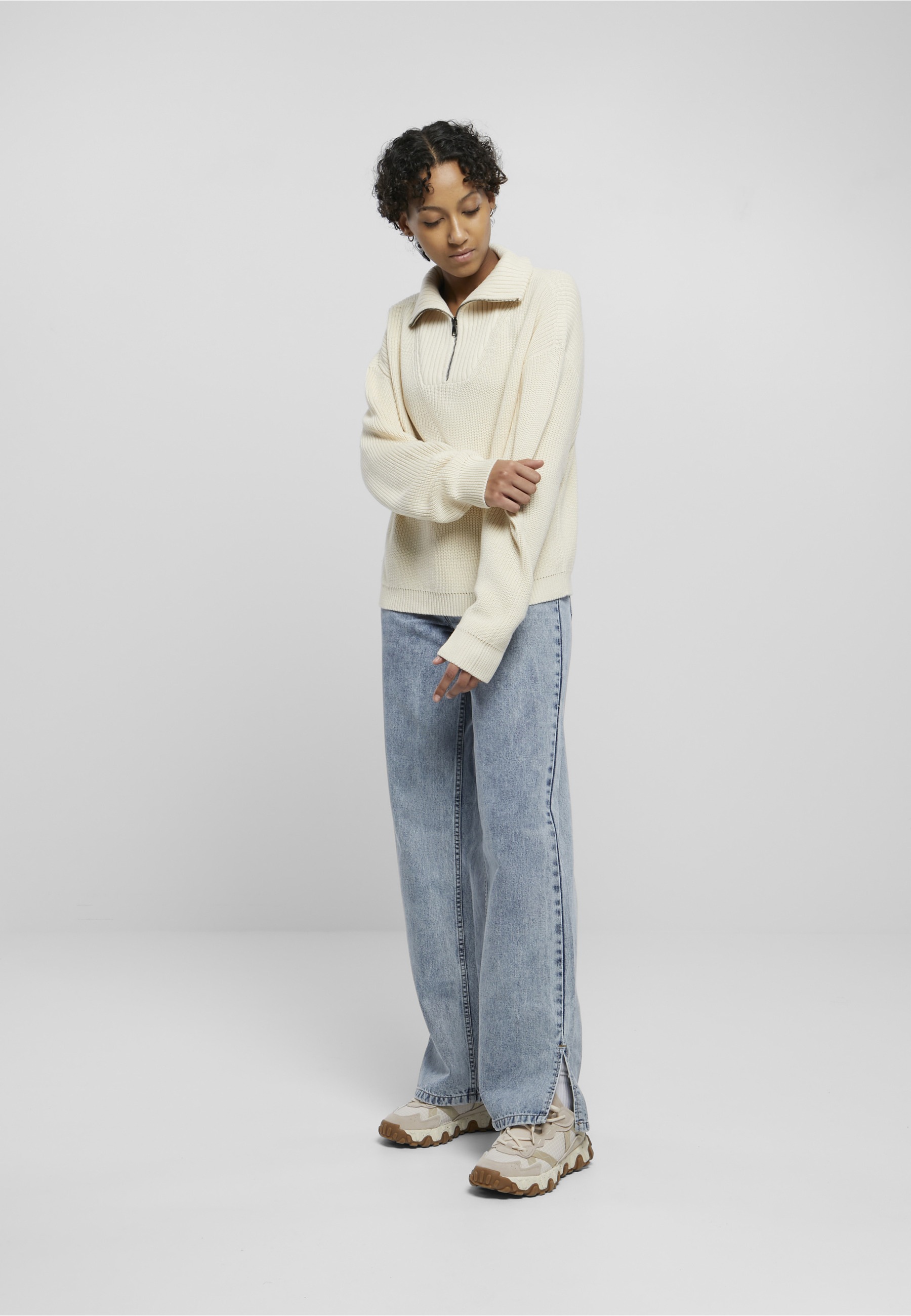 URBAN CLASSICS Sweatjacke »Urban Classics Damen Ladies Oversized Knit Troyer«