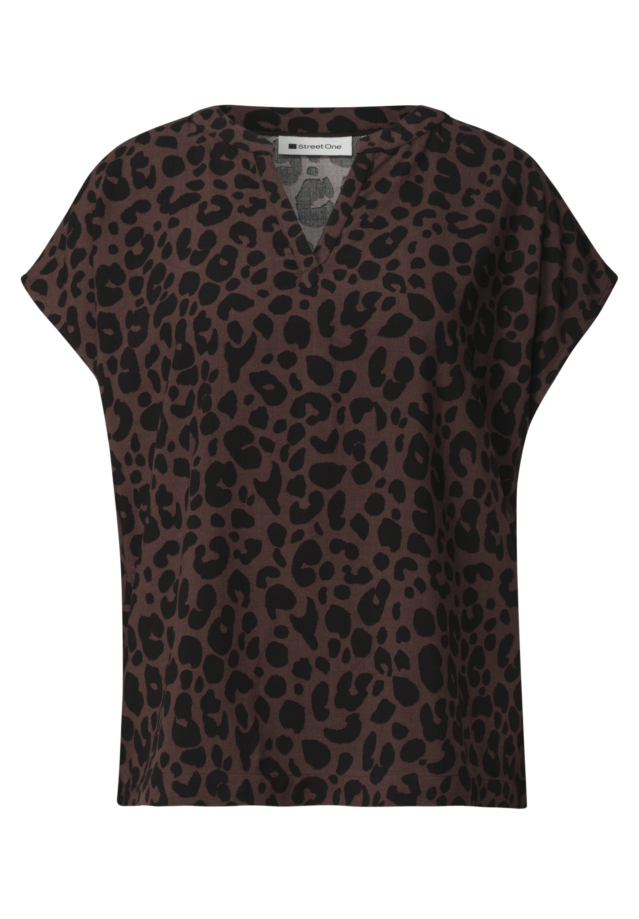 STREET ONE Shirtbluse mit geschlitztem Rundhalsausschnitt