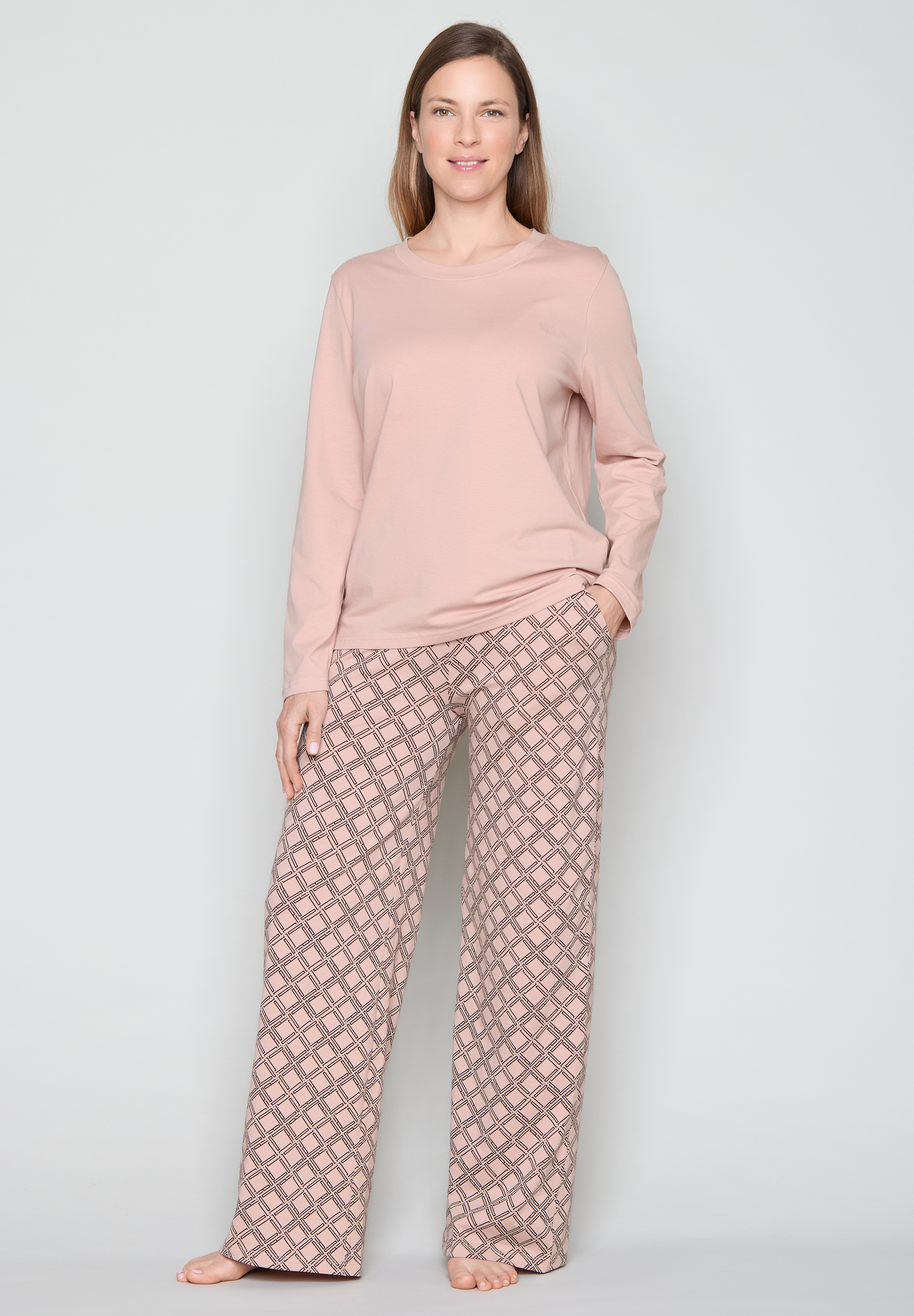 JOOP! Pyjama aus Jersey, lässig-eleganter Look, mit Wide-Leg-Hosen
