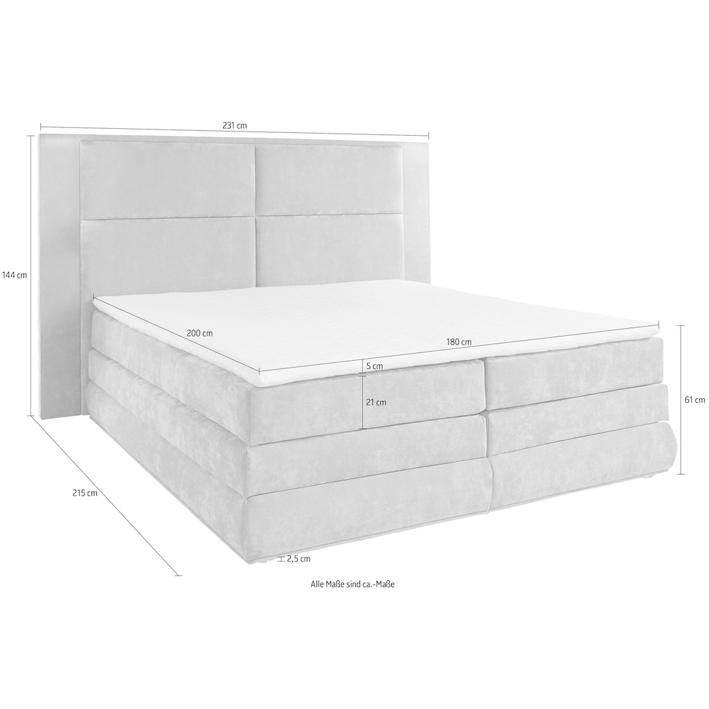 COLLECTION AB Boxspringbett Copenhagen, inklusive Bettkasten und Topper, wahlweise mit LED-Beleuchtung