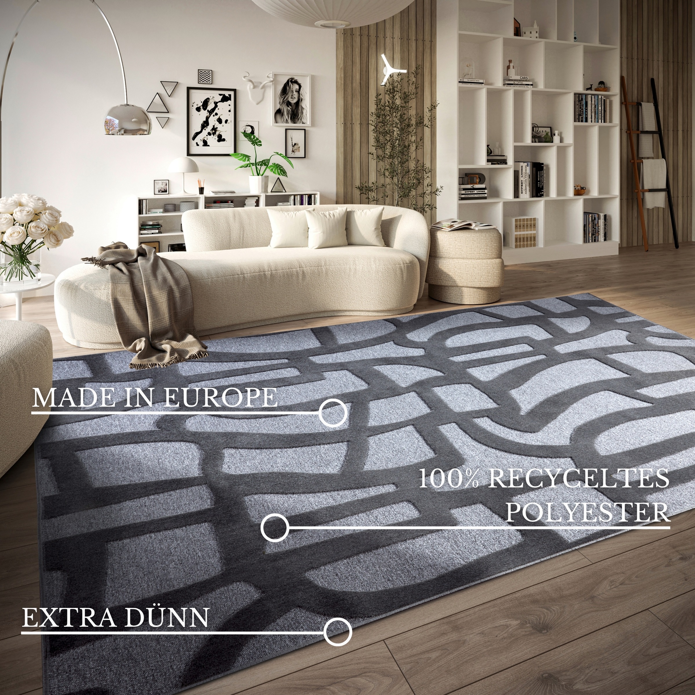 Thumbnail - Villeroy & Boch Teppich "Therese", rechteckig, 5,5 mm Höhe, Wohnzimmer, Schlafzimmer, Modern, Hoch-Tief Effekt, Flur
