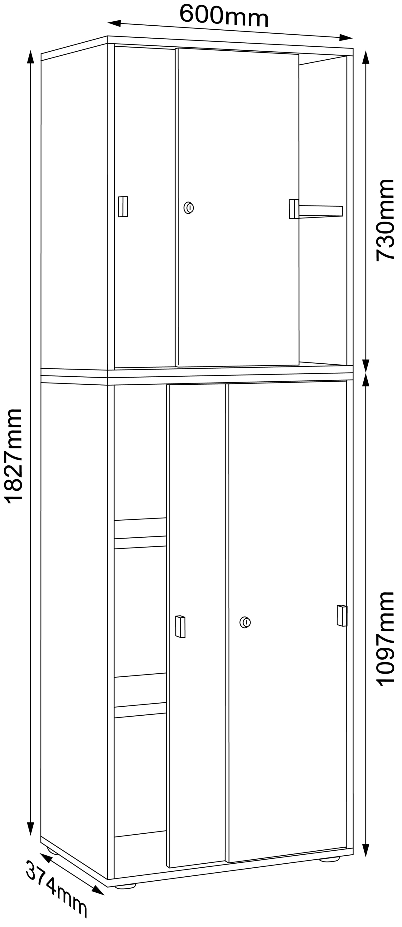 VCM Aktenschrank »Büroschrank Aktenschrank Schiebetüren Salia 5fach« 1 Stk. tlg.