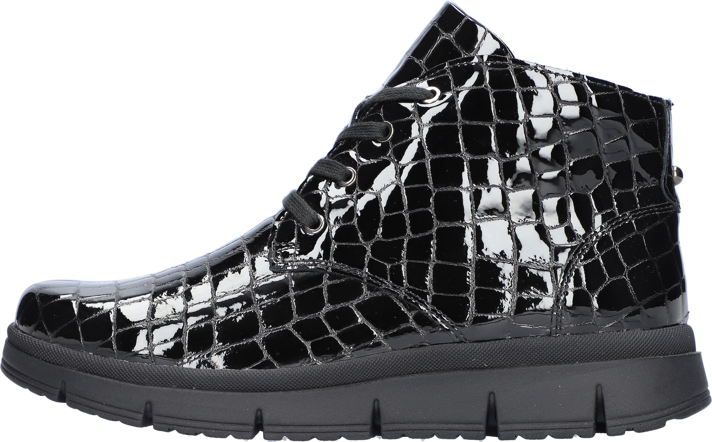 Waldläufer Schnürstiefelette »H-PINA«, Schnürboots, High Top Sneaker, in Lack-Kroko-Optik, Komfortweite H
