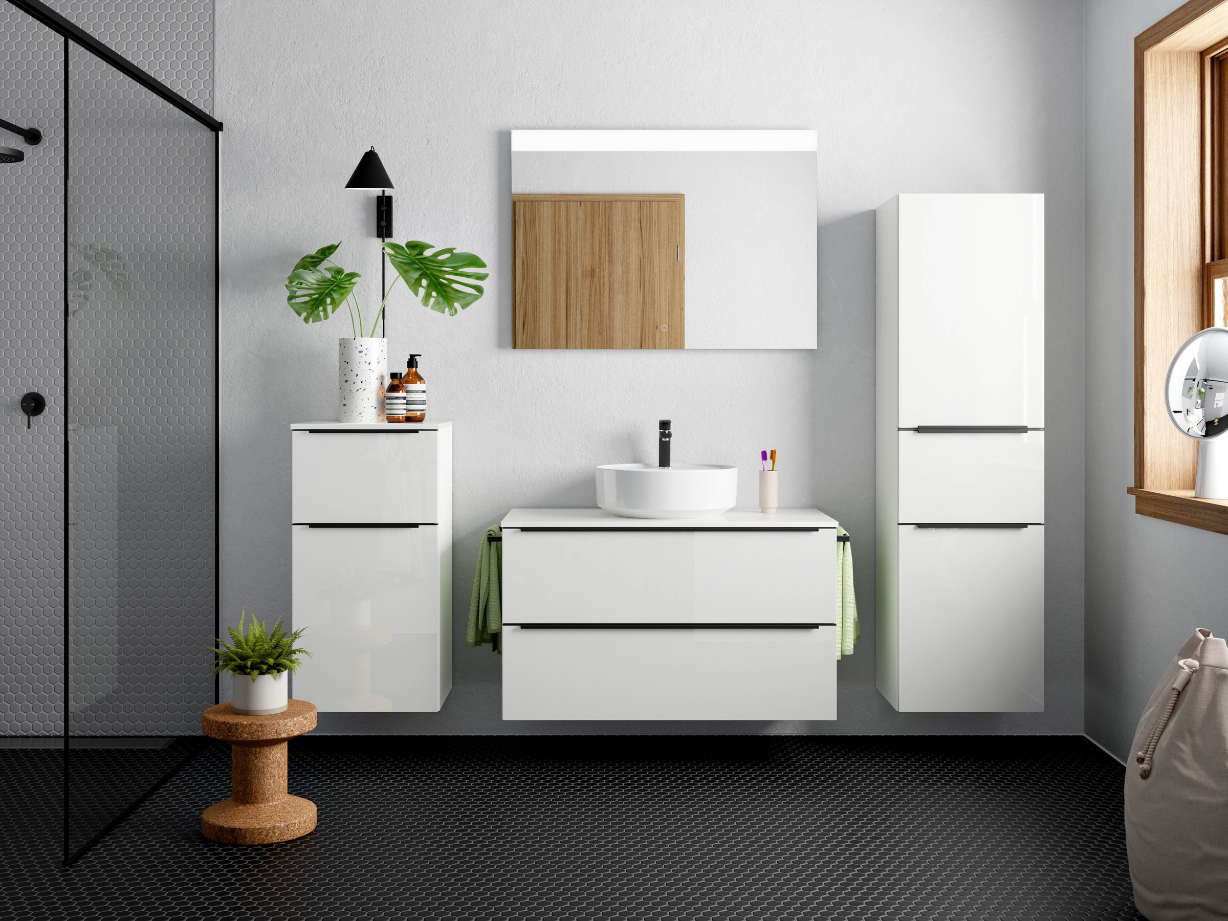 nobilia Badmöbel-Set, (2 St., vormontiert, mit Soft-Close), Hochglanz, inkl günstig online kaufen