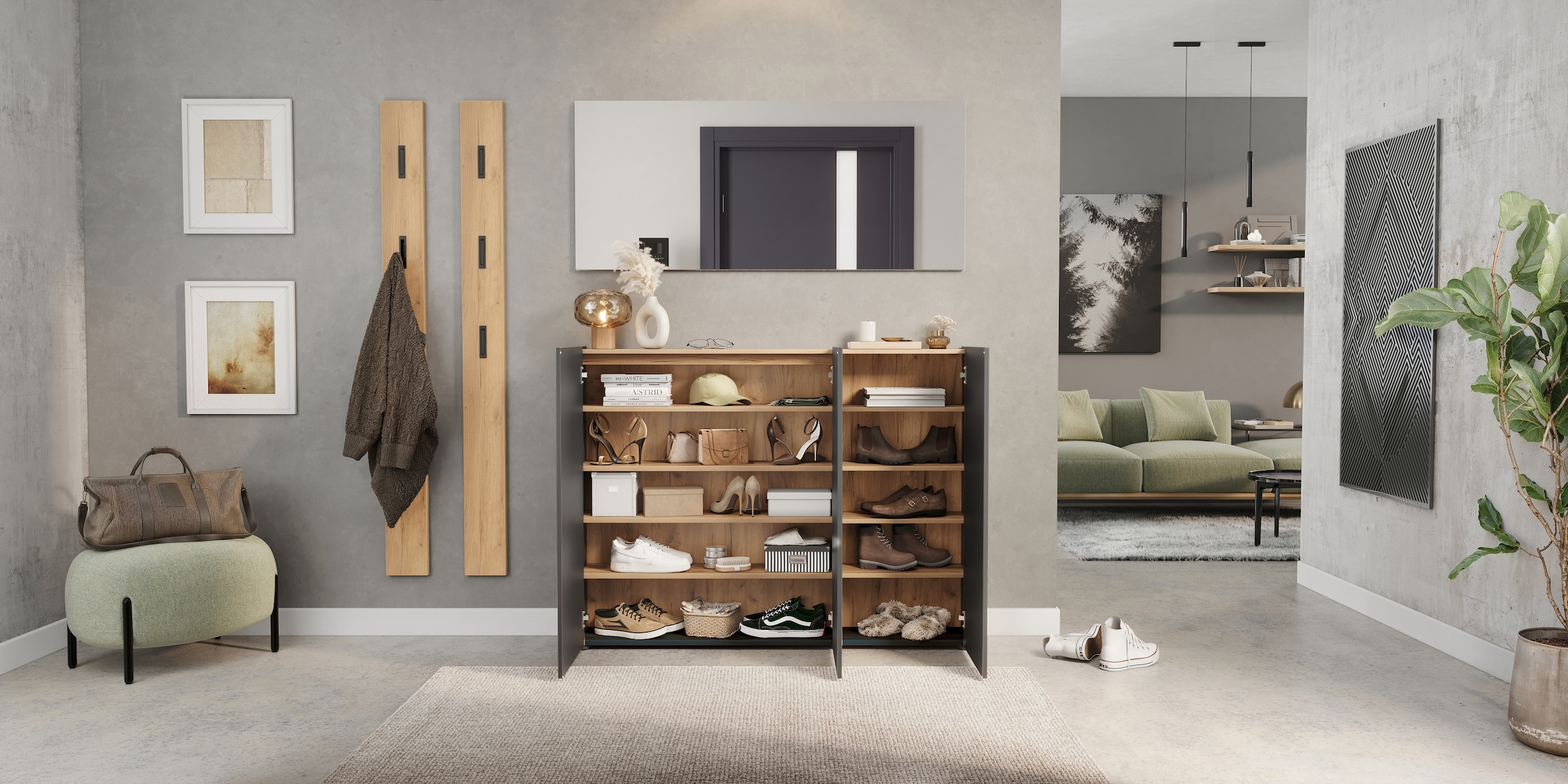 GERMANIA Mehrzweckschrank »GW-Libbiano«, (1 St.), ideal für schmale Flure, Breite 138 cm, in 3 verschiedenen Höhen