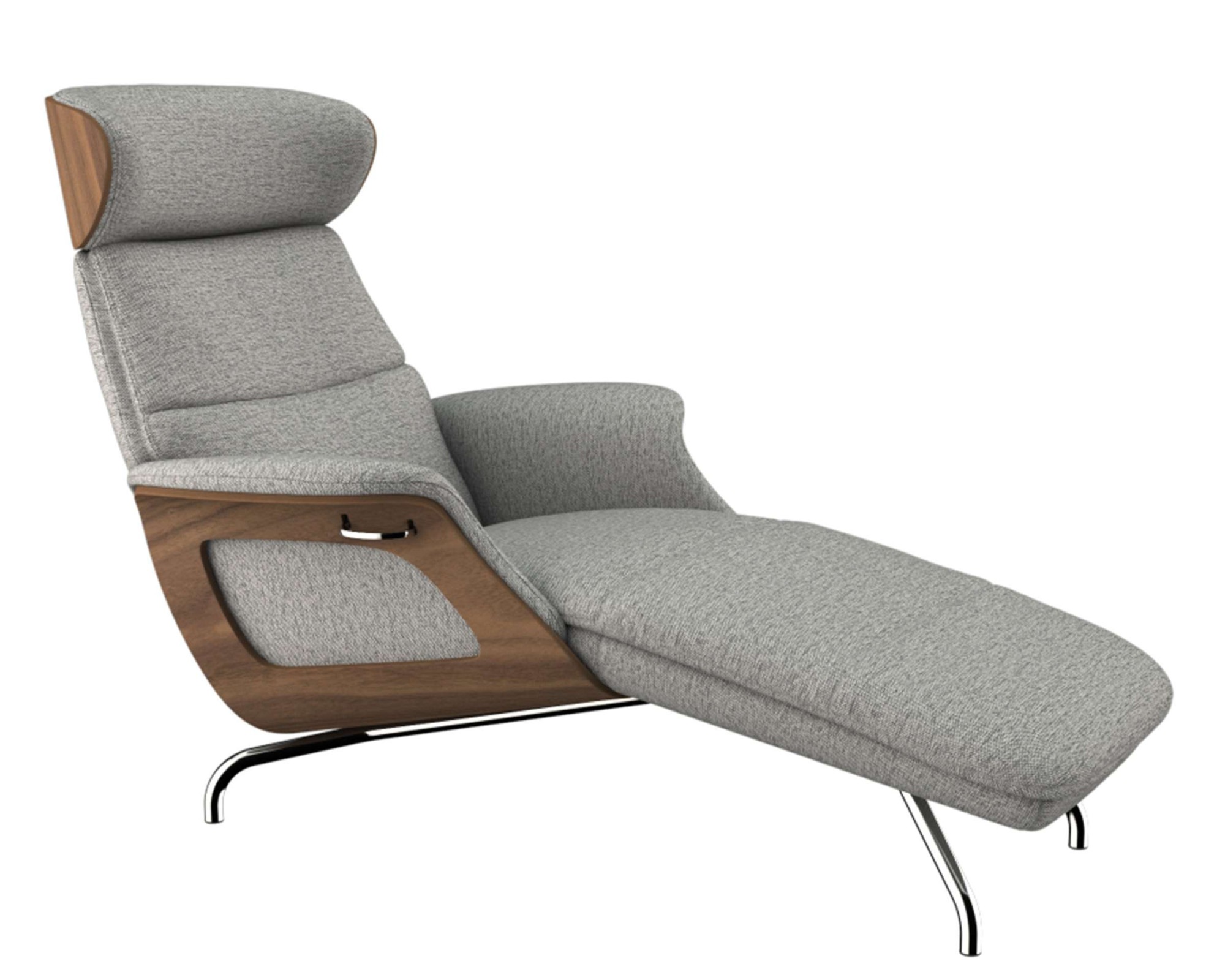 FLEXLUX Loungesessel »Clement Chaislongue, Relaxstuhl, Liegesessel,«, Rücken- & Kopfteilverstellung, Armlehne, Walnuss, Fuß Alu