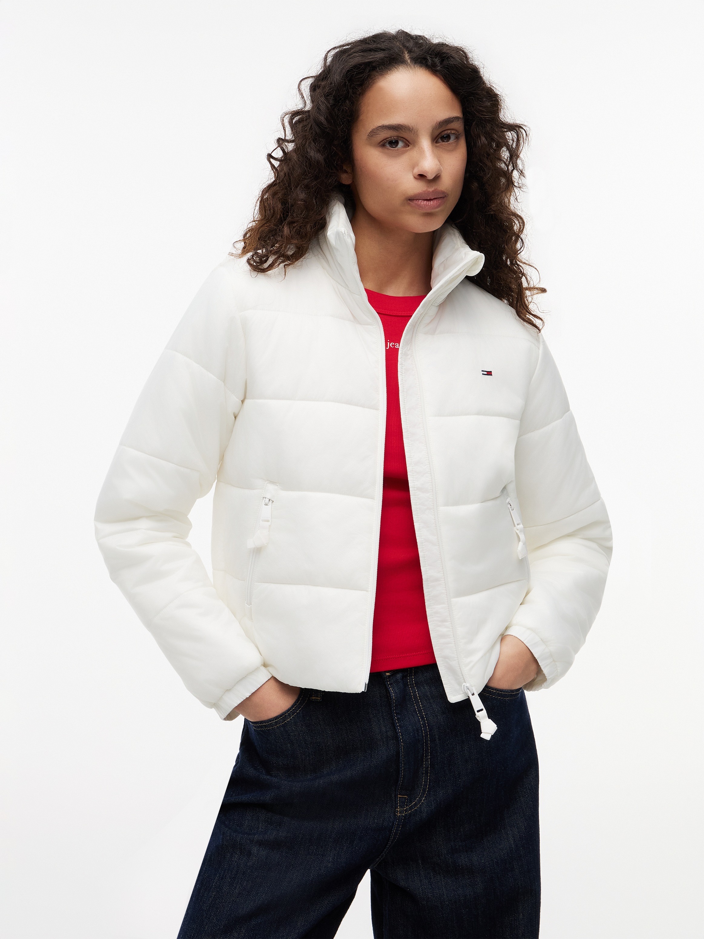 Tommy Jeans Steppjacke "TJW REG PADDED JACKET" Steppware, Reißverschlusstaschen, Stehkragen