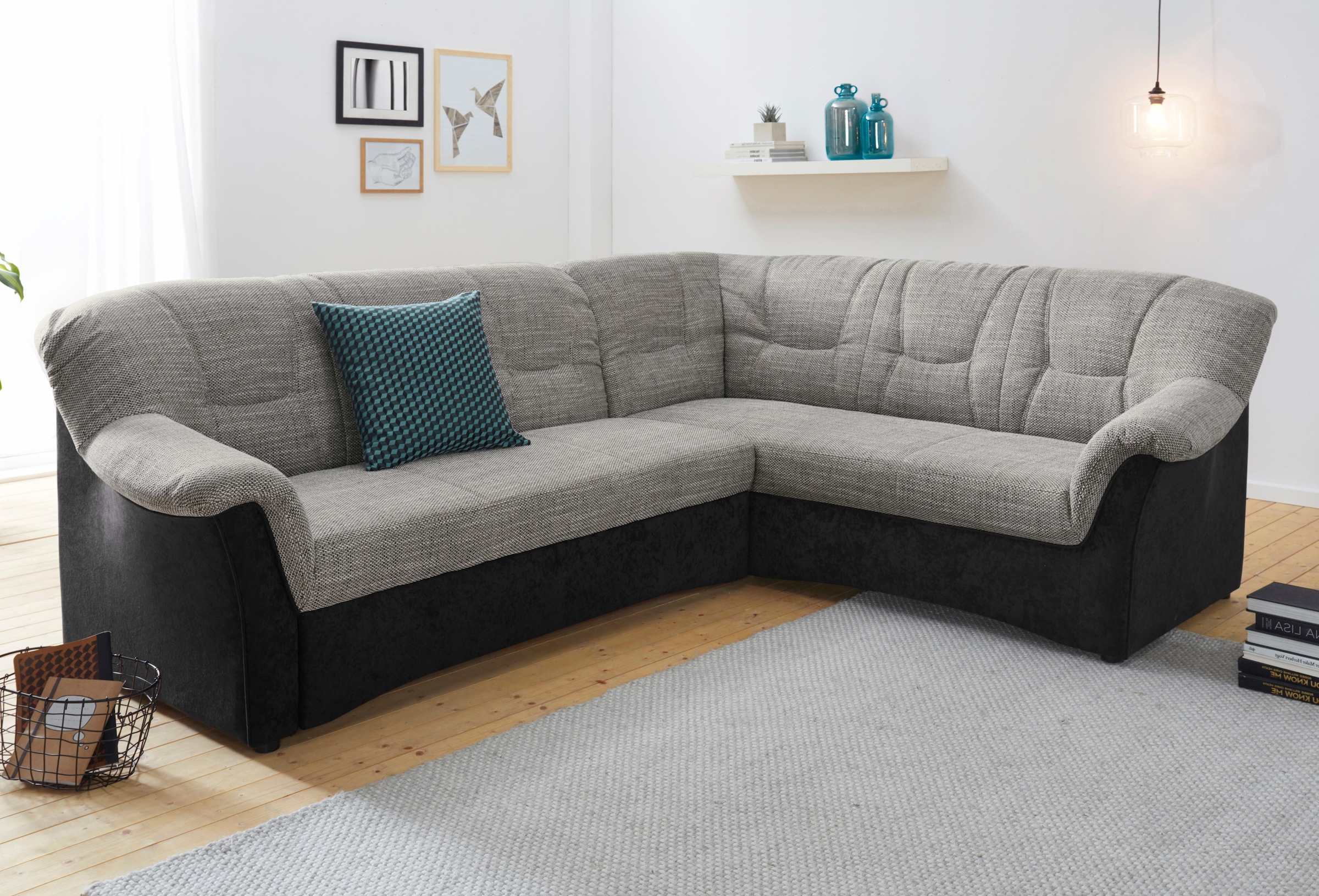 DOMO collection 1100000002199 "SARAFINA 240x190 cm, auch mit Federkern für mehr Sitzkomfort" whlw. mit Bettfunktion, elegantes Design, L-Form