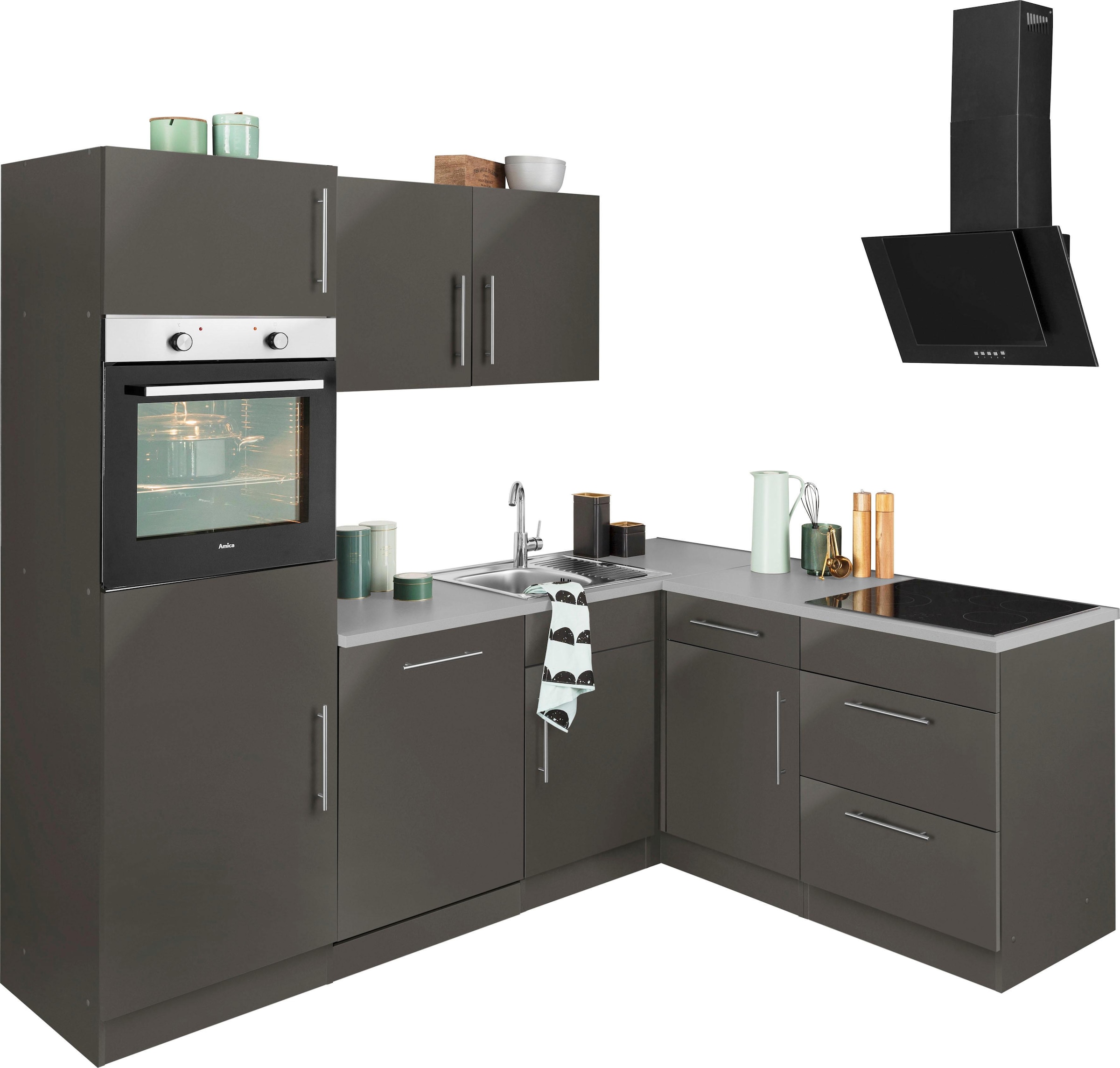 wiho Küchen Winkelküche "Cali", mit E-Geräten, Stellbreite 230 x 170 cm