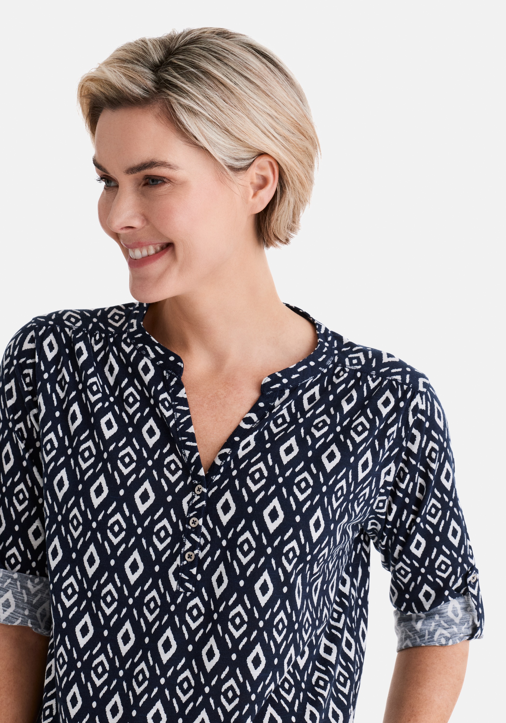 STOOKER WOMEN 3/4-Arm-Shirt »MARIE Print Shirt Bluse 3/4-Arm« Regular Fit Shirt Bluse Baumwolle Shirt Knopfleiste für Damen