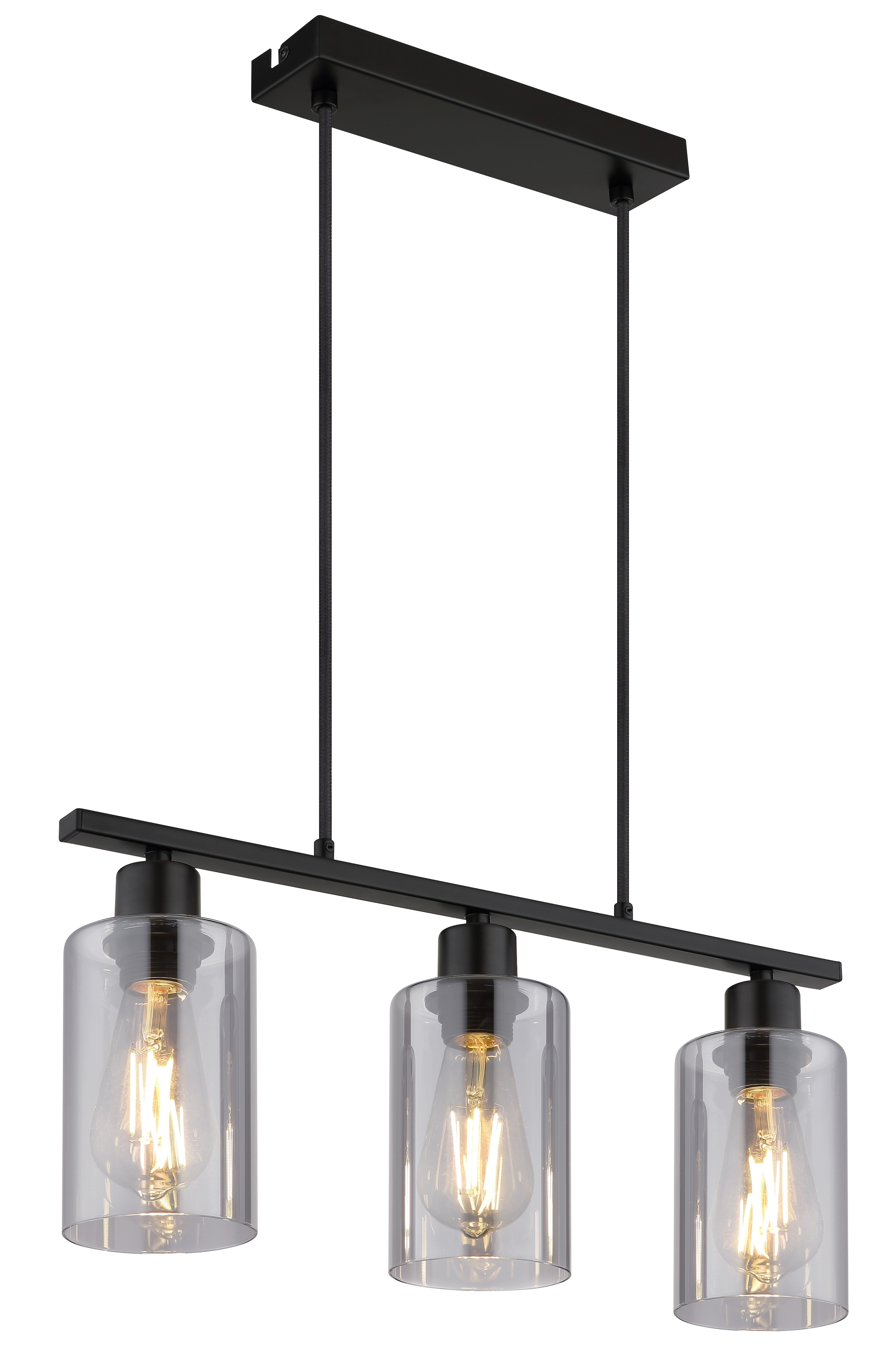 GLOBO LIGHTING Hängeleuchte »HADERA« E27 1 Stk. Wohnzimmerleuchte schwarz matt, Rauchglas, höhenkürzbar