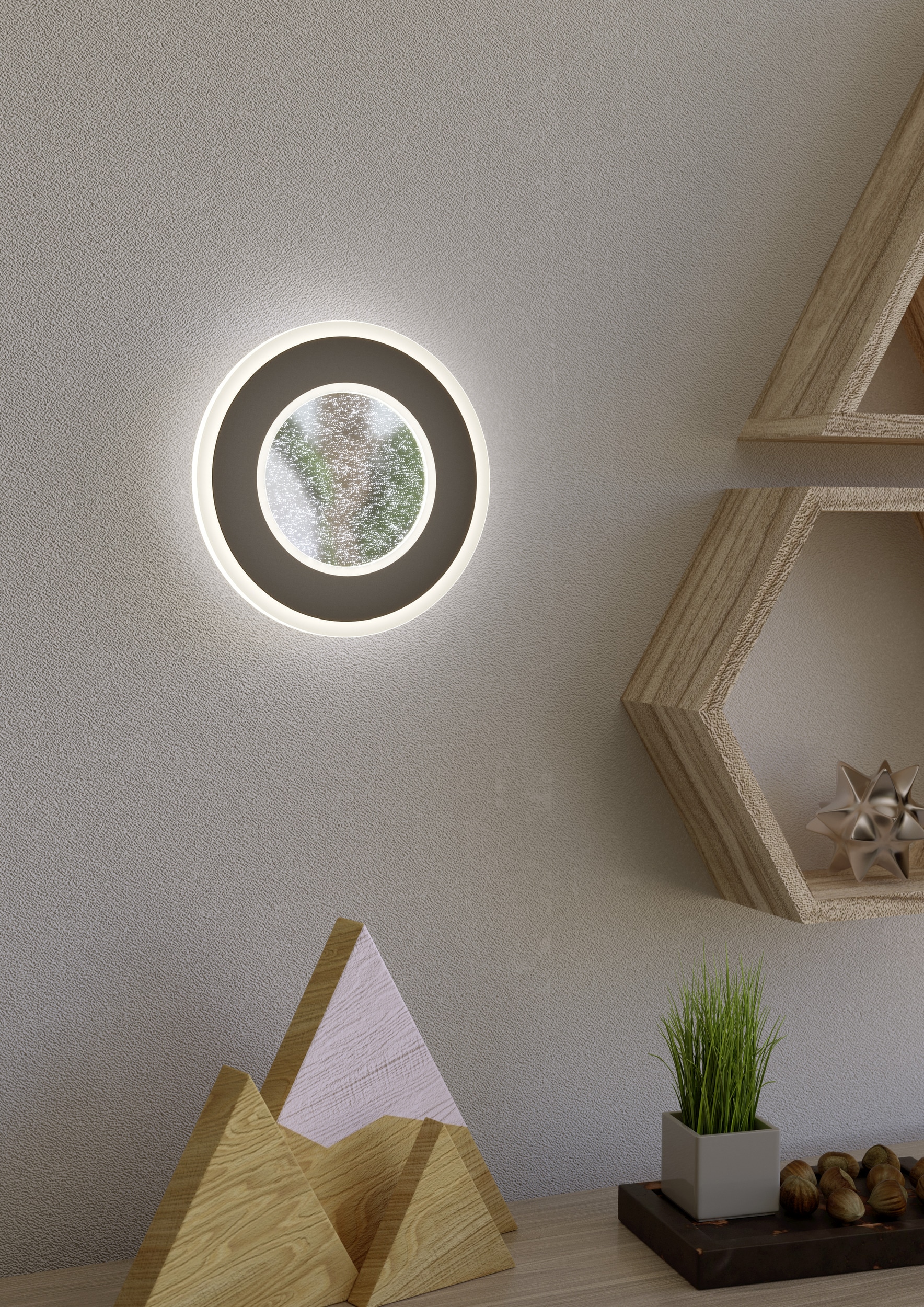 EGLO Wandleuchte »MACCHIONI Wandlampe - Stahl, Kunststoff - LED - 12W - IP20« LED-Modul 1 Stk. Neutralweiß Wandstrahler, Wandspot, Wohnzimmer, Flur, Ø20 x AL4,5 cm