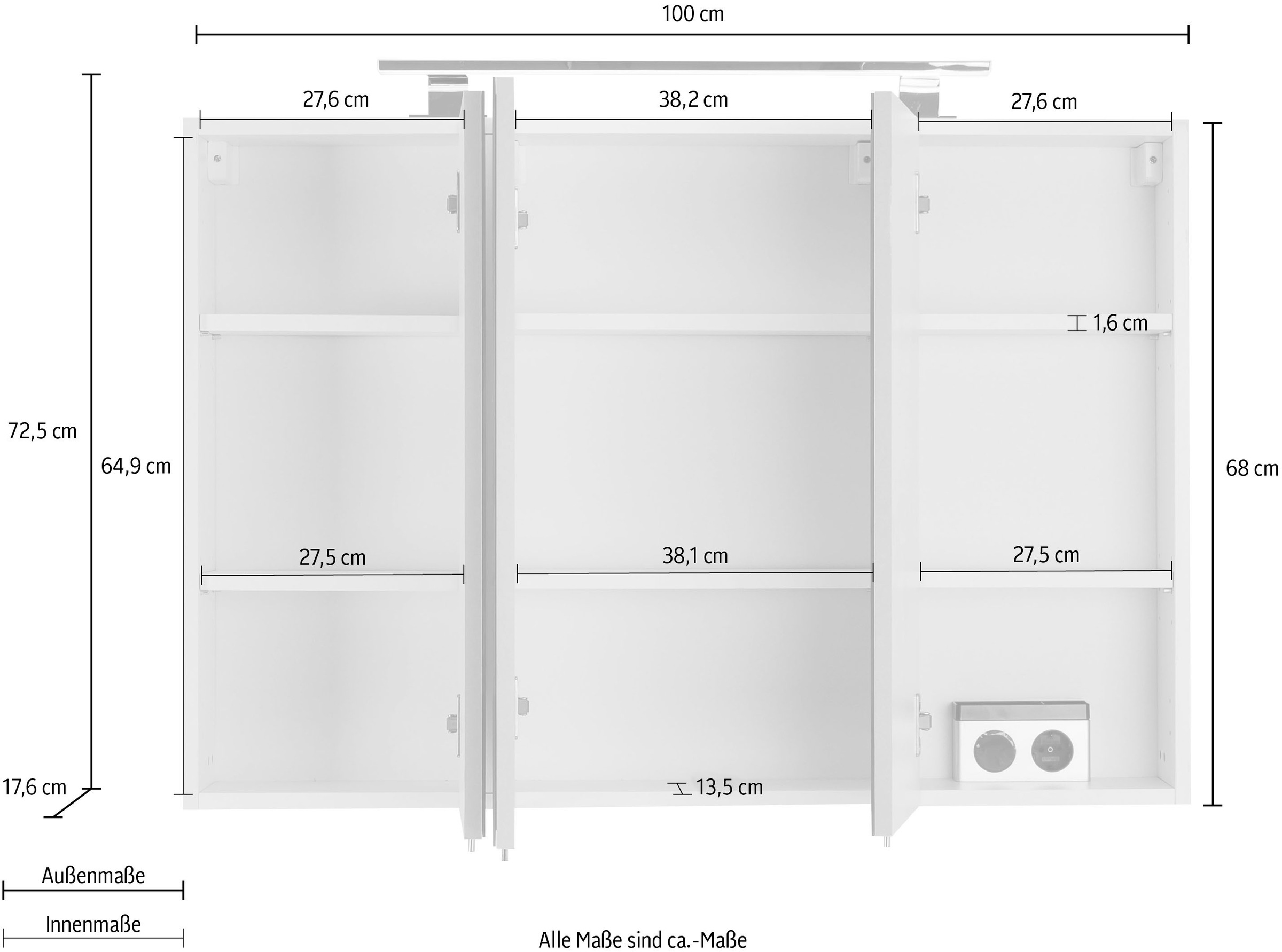 OPTIFIT Spiegelschrank »Mino«, Breite BAUR cm | 100 bestellen