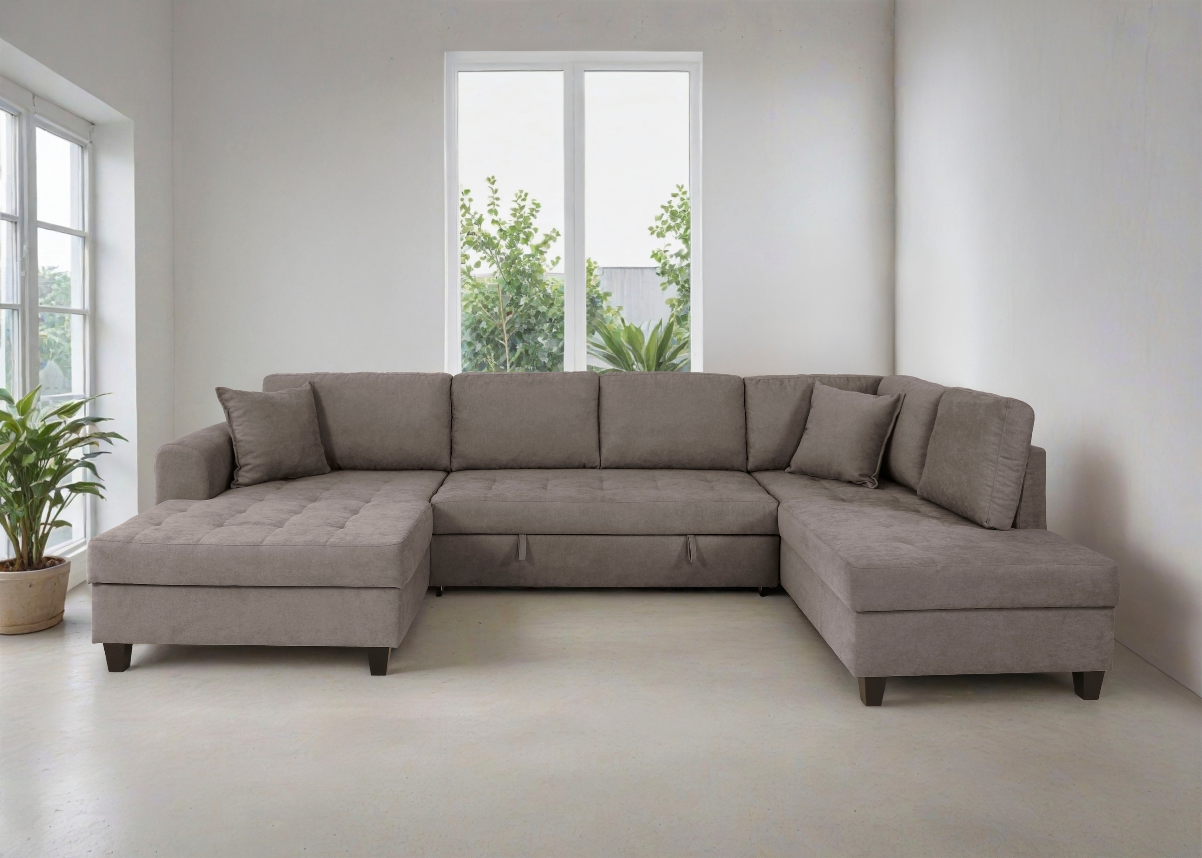 Trends by HG Wohnlandschaft "Moritz U-Form, B: 324 cm" mit Schlaffunktion, Bettkasten & Zierkissen