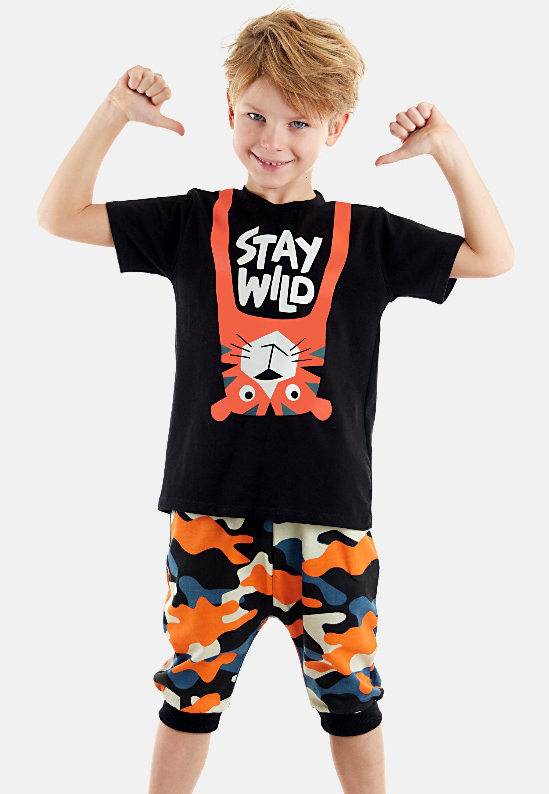 Denokids Hausanzug "Wild Camo", (2 tlg.), mit Tiger-Print