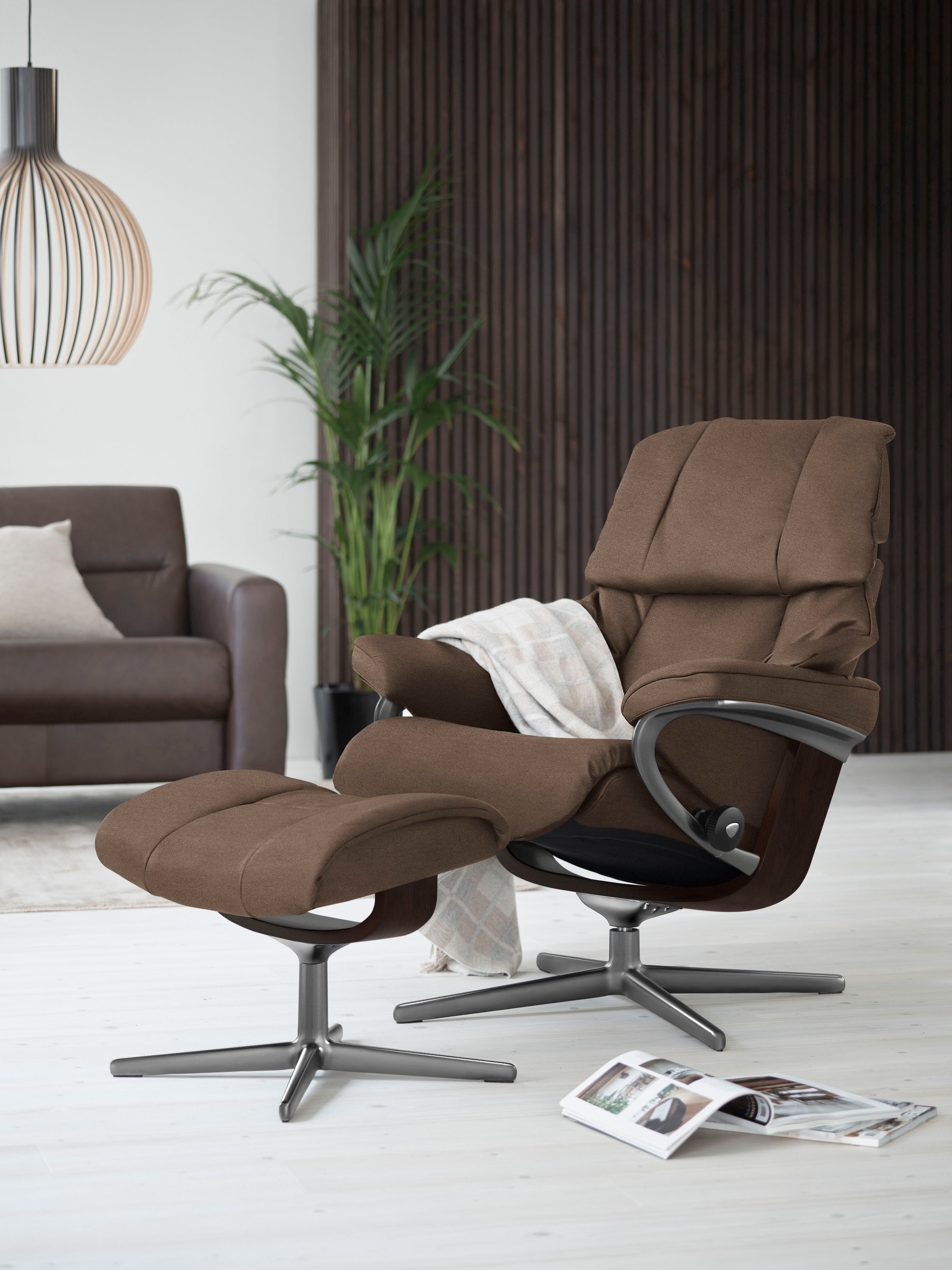 Stressless Fußhocker "Reno", mit Cross Base, Größe S, M & L, Holzakzent Braun