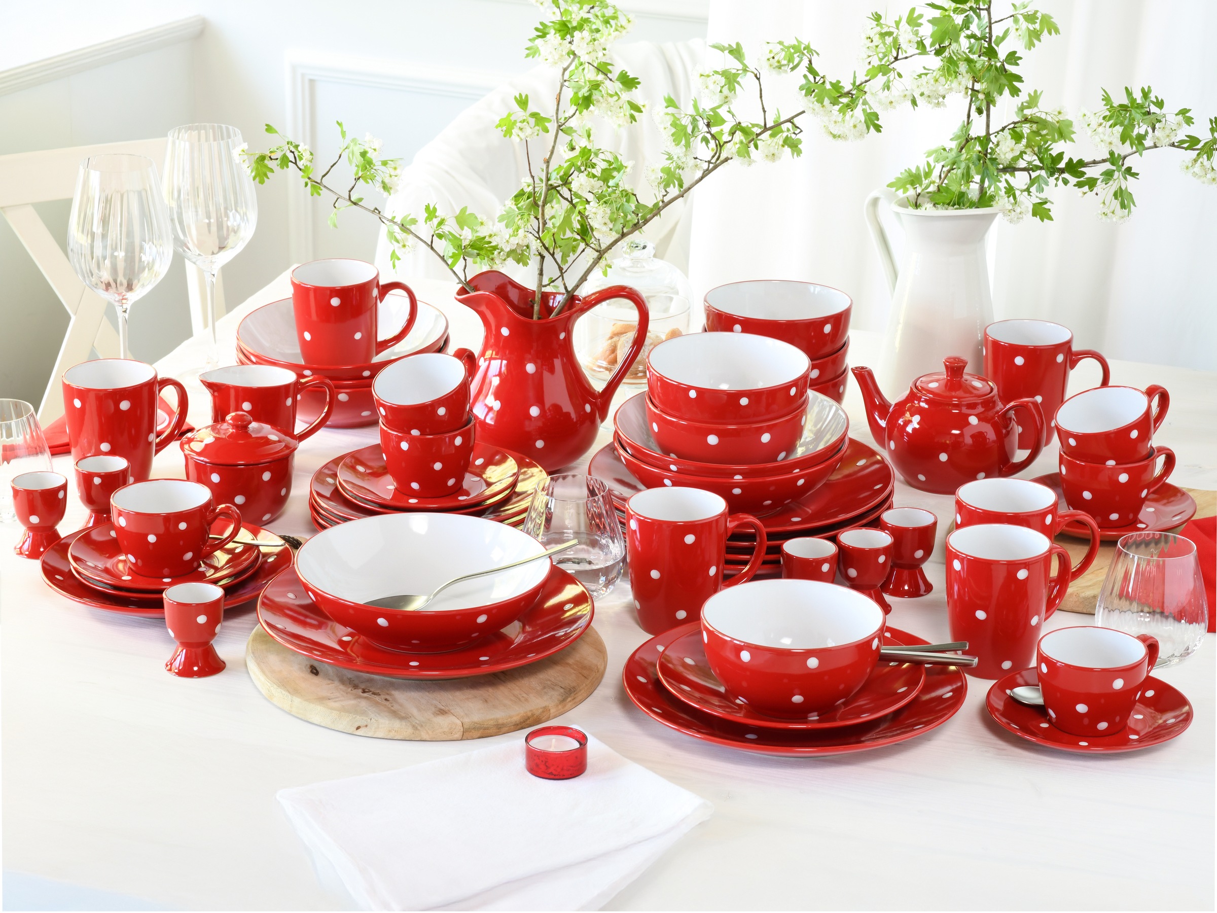 CreaTable Tafelservice »Polka Dots, Service 12-tlg.« Fröhliche Farbgebung, Polka Dots