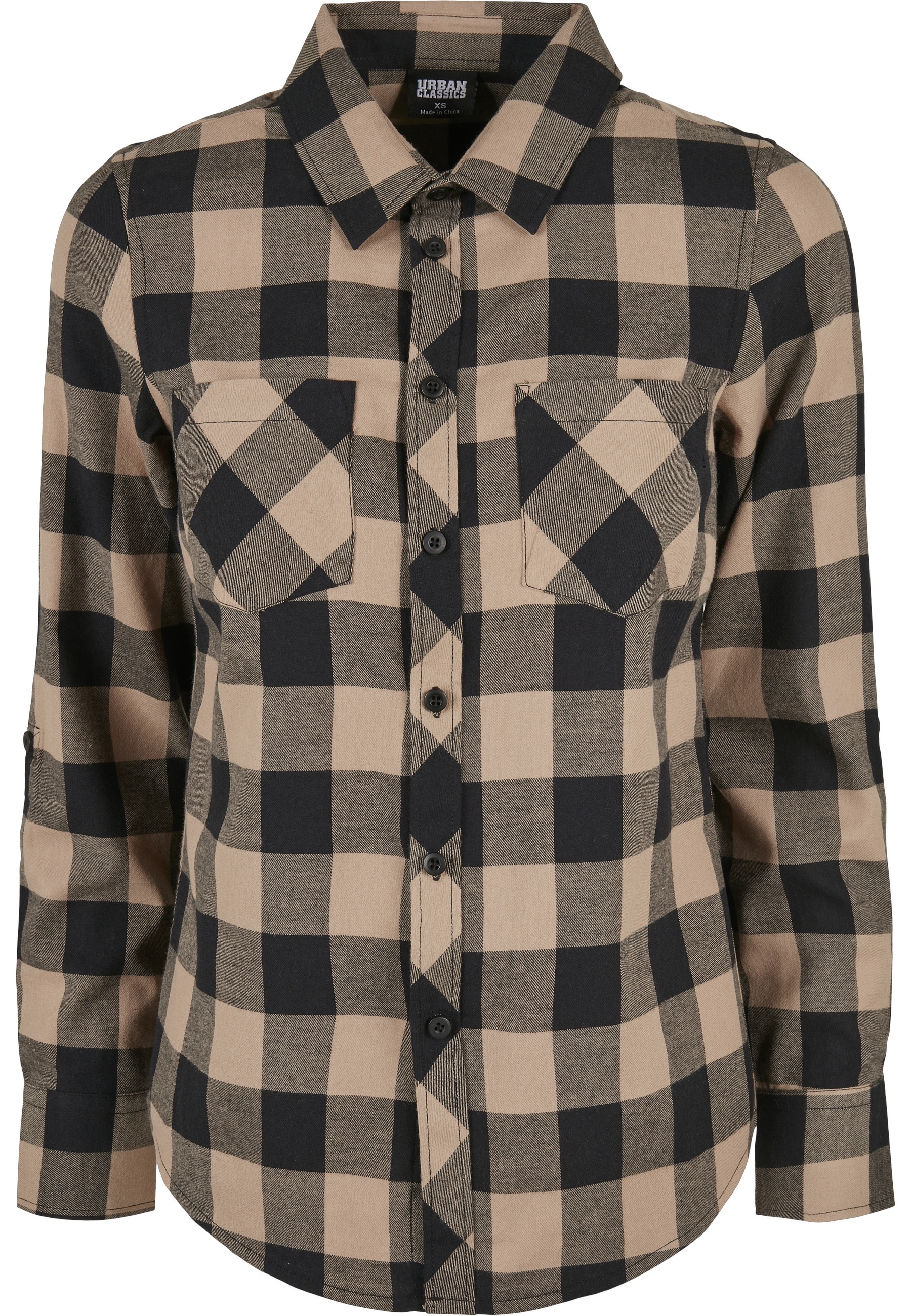 URBAN CLASSICS Langarmhemd "Urban Classics Damen Ladies Turnup Checked Flanell Shirt" 1