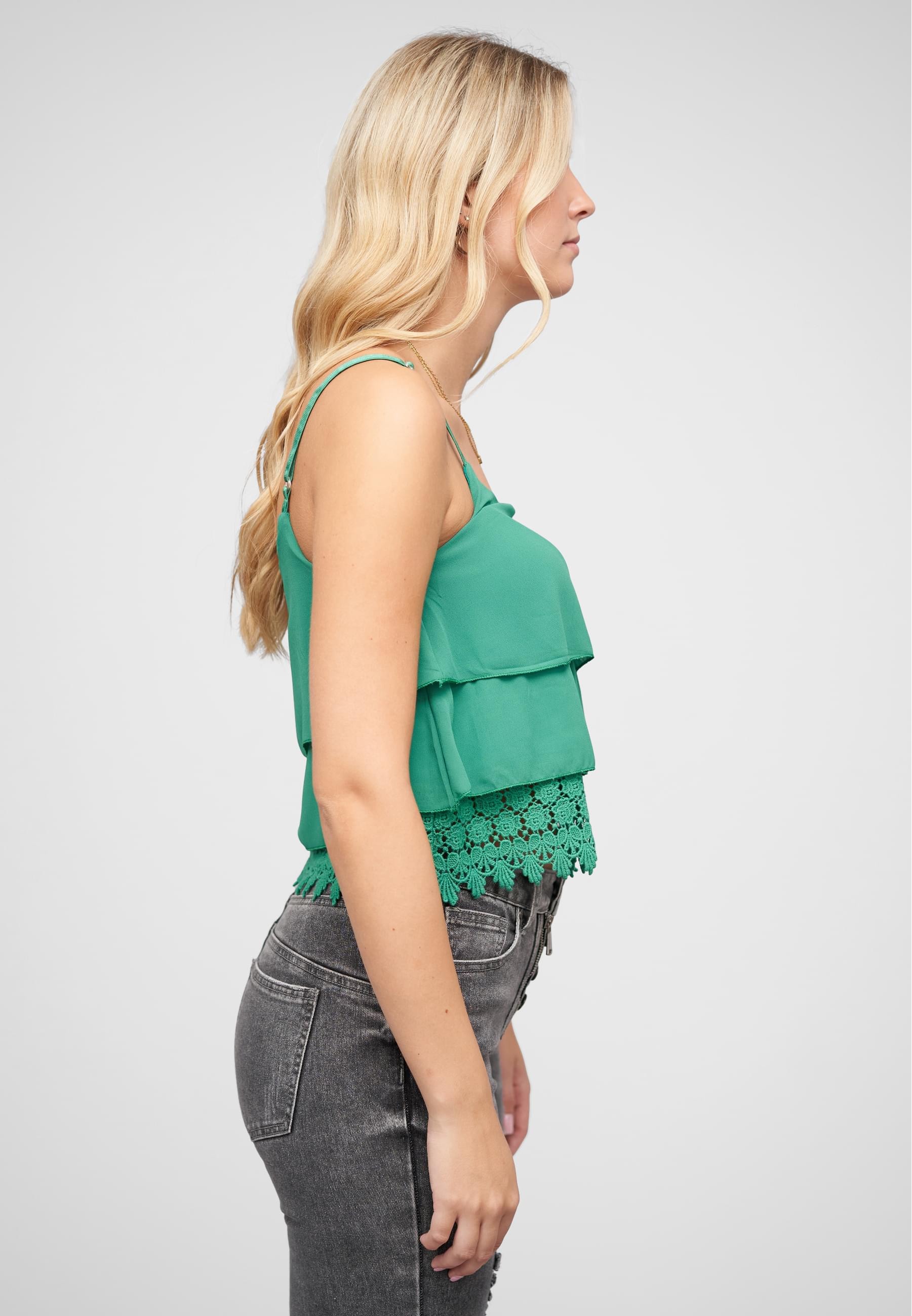 CLOUD 5IVE Muskelshirt »CLOUD 5IVE Chiffon Stufen Top mit Spitze 3-lagig«, (1 tlg.)