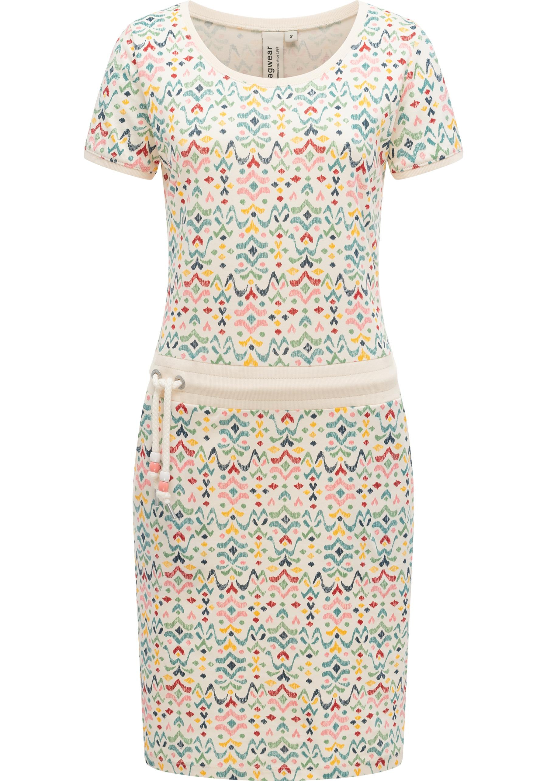 Ragwear Minikleid »Baomi Print YOUMODO« Außentaschen | Eingrifftaschen Gemustertes kurzes Sommerkleid mit Taillenkordel