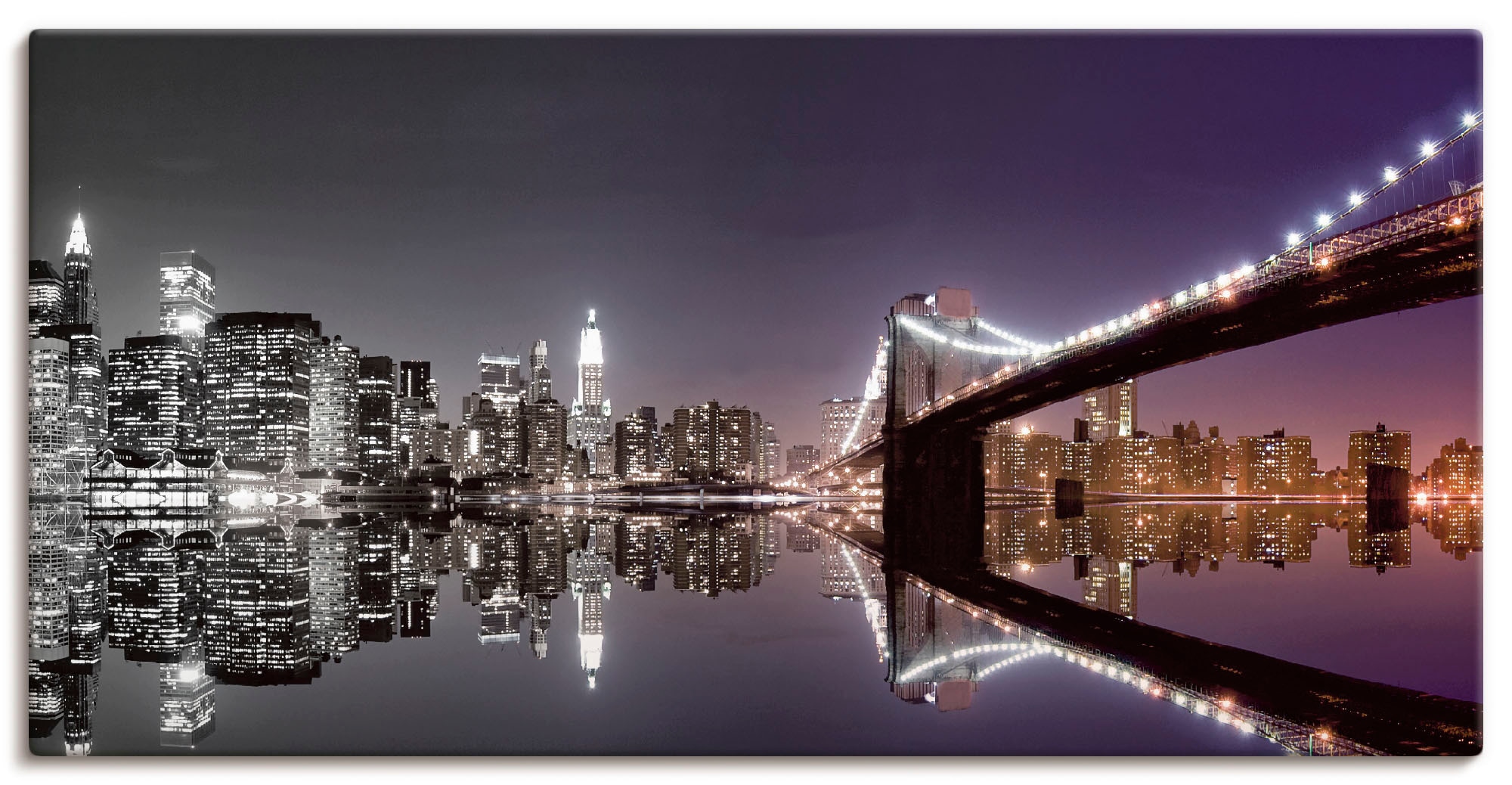 Artland Wandbild "New York Skyline nächtliche Reflektion", Amerika, (1 St.), als Leinwandbild, Poster, Wandaufkleber in 