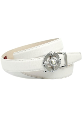 Anthoni Crown Ledergürtel, Femininer Ledergürtel in weiß mit runder Schließe kaufen