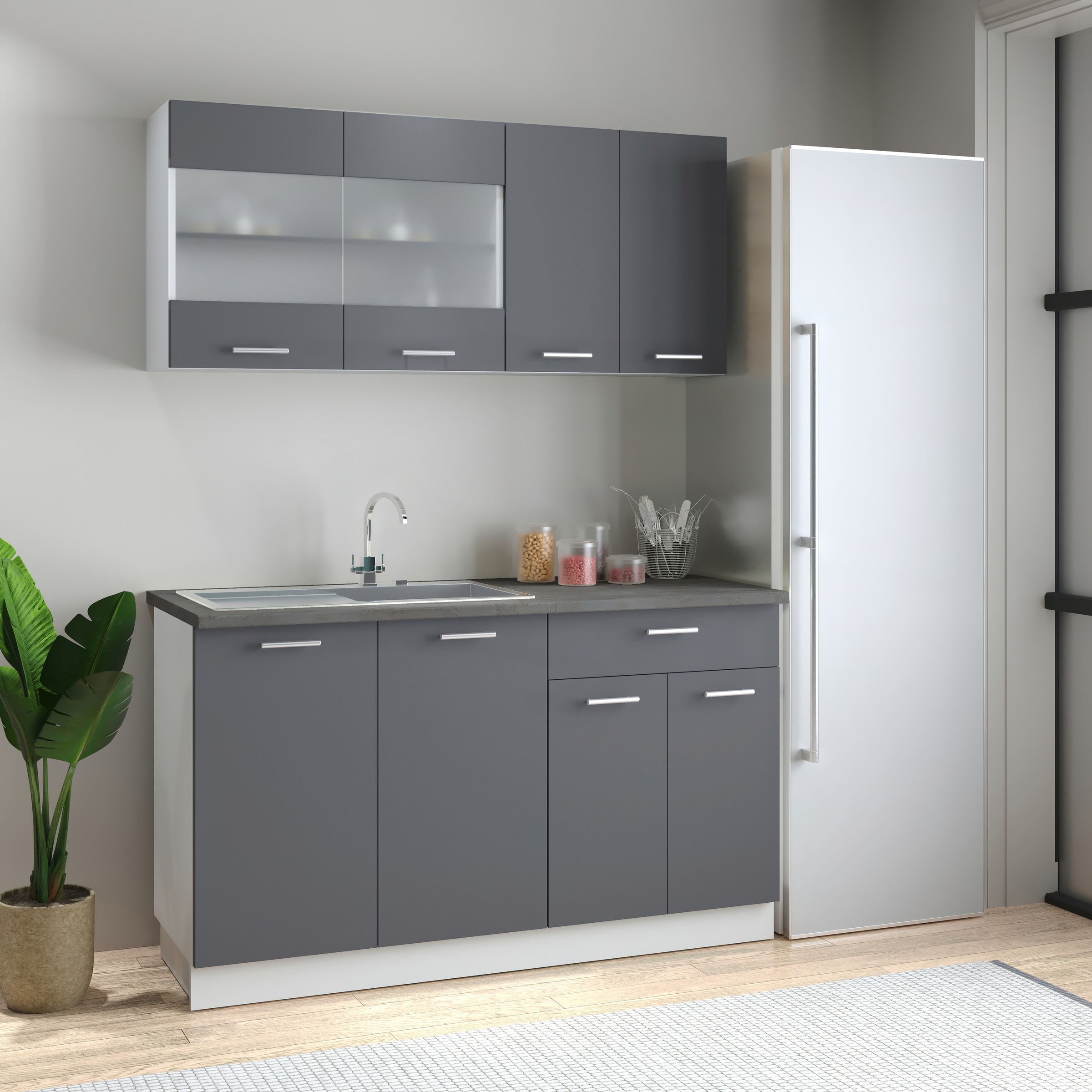 VCM Küchenzeile »Esilo«, 4-tlg Singleküche | Maße H. 145 x B. 140 x. T. 60 cm, ohne E-Geräte
