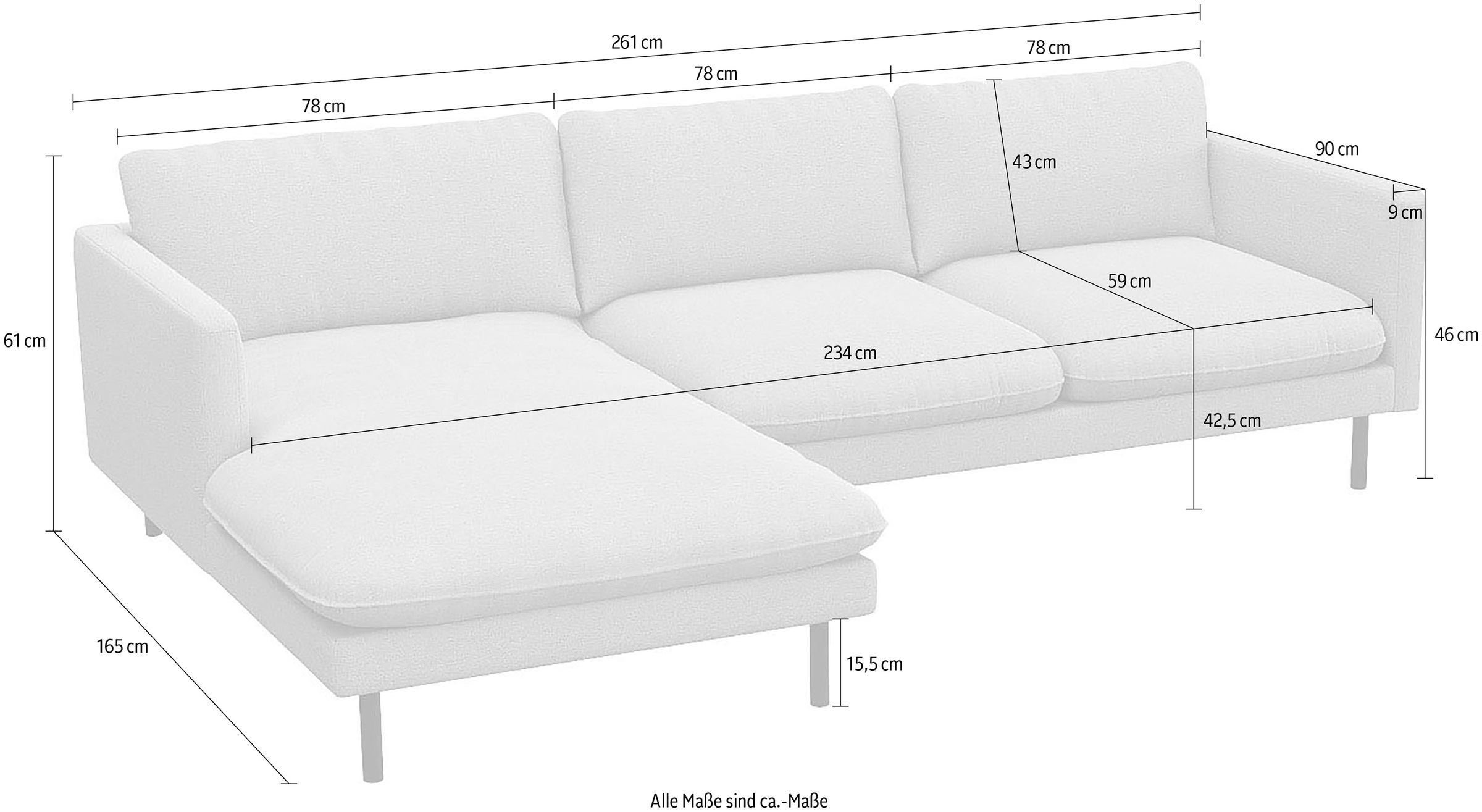 FLEXLUX Ecksofa »Bolzano«, Sitzaufbau mit Kaltschaum & Stahl-Wellen, loose Sitz -& Rückenkissen