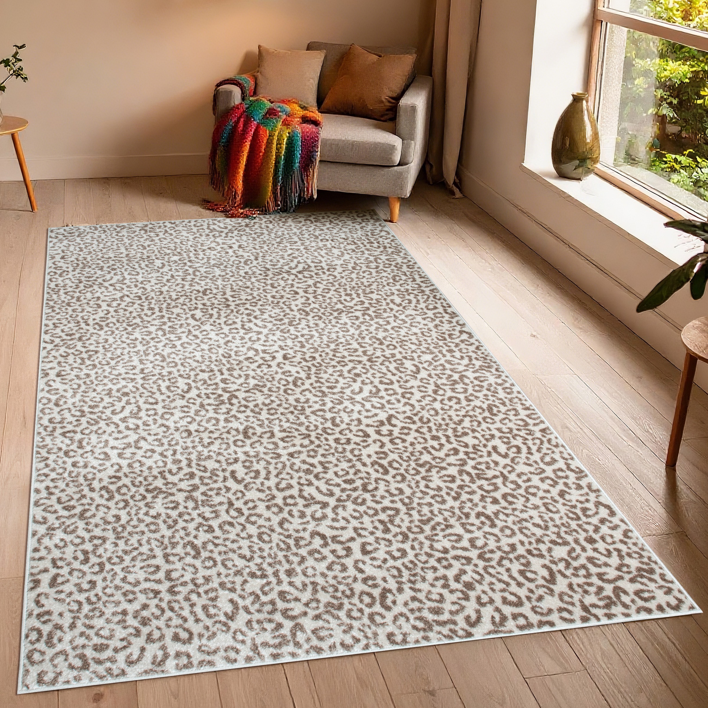 OTTO home Teppich »Fynna, Leoparden-Muster, Animalprint« rechteckig 9 mm Höhe besonders weicher Flor, Wohnzimmer, Schlafzimmer, Esszimmer, Leo