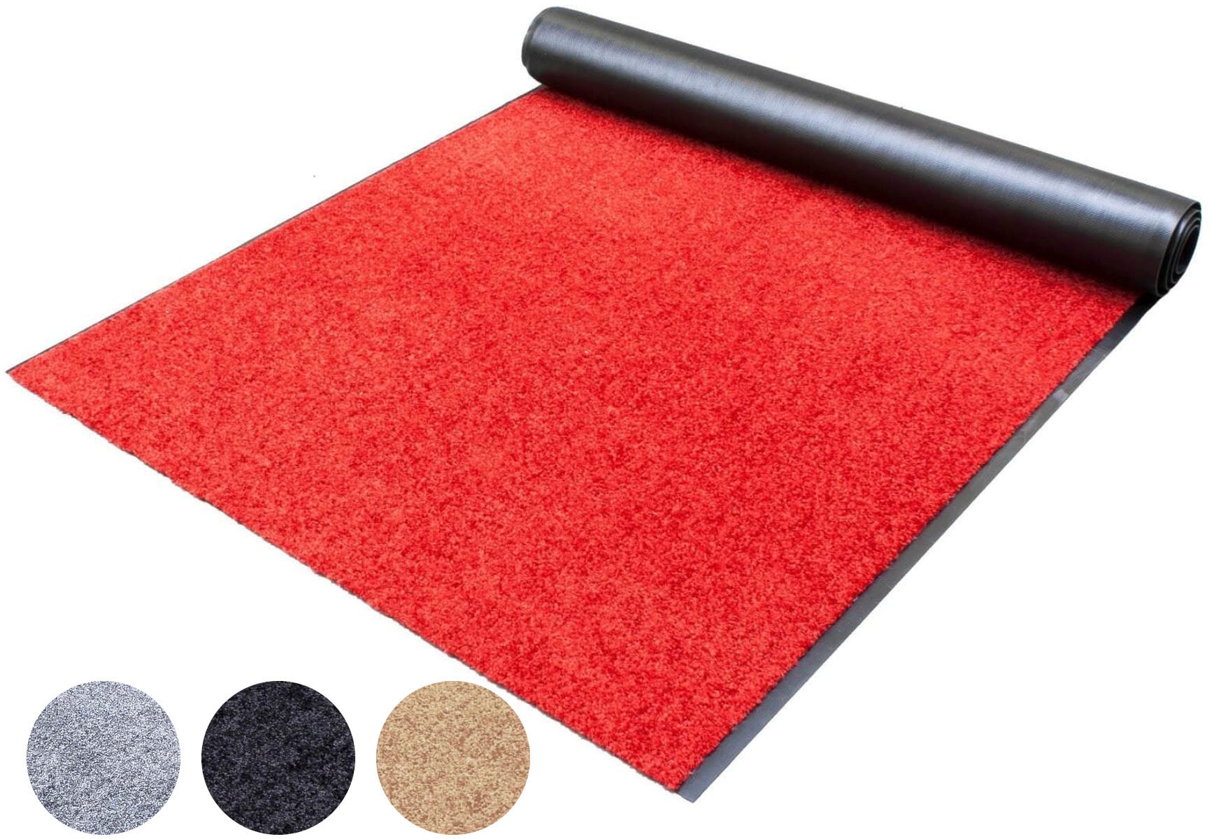 Läufer, B:120cm H:9mm L:1.250cm, rot, PRIMAFLOR-IDEEN IN TEXTIL, Polyamid, Flur, Teppiche, "Schmutzfangläufer CLEAN, Made in Belgium",