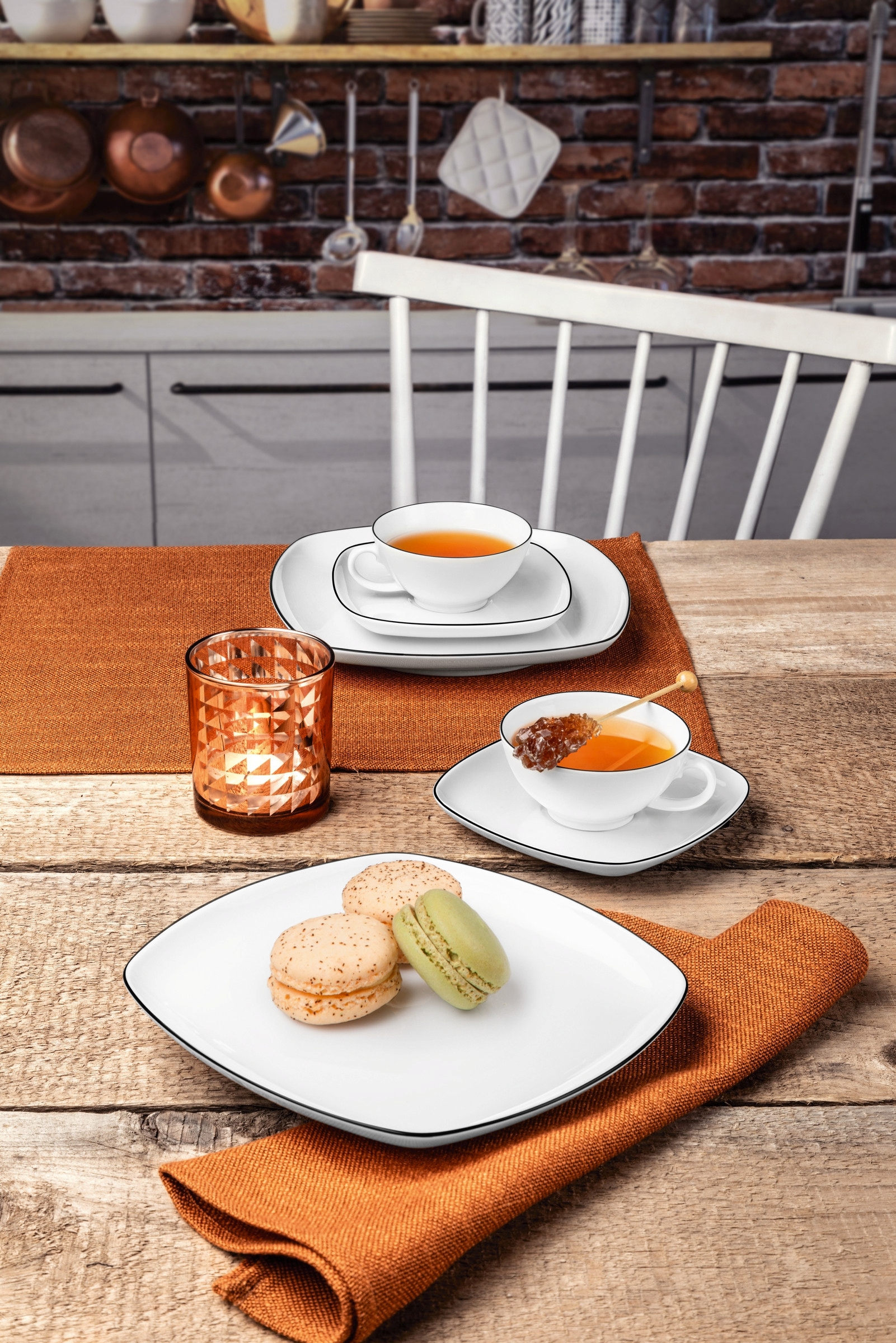 Seltmann Weiden Teeservice »Geschirr-Set Lido Black Line«, (Set, 18 tlg.), Tassen, Untertassen, Teller 18 Teile, für 6 Personen, Made in Germany