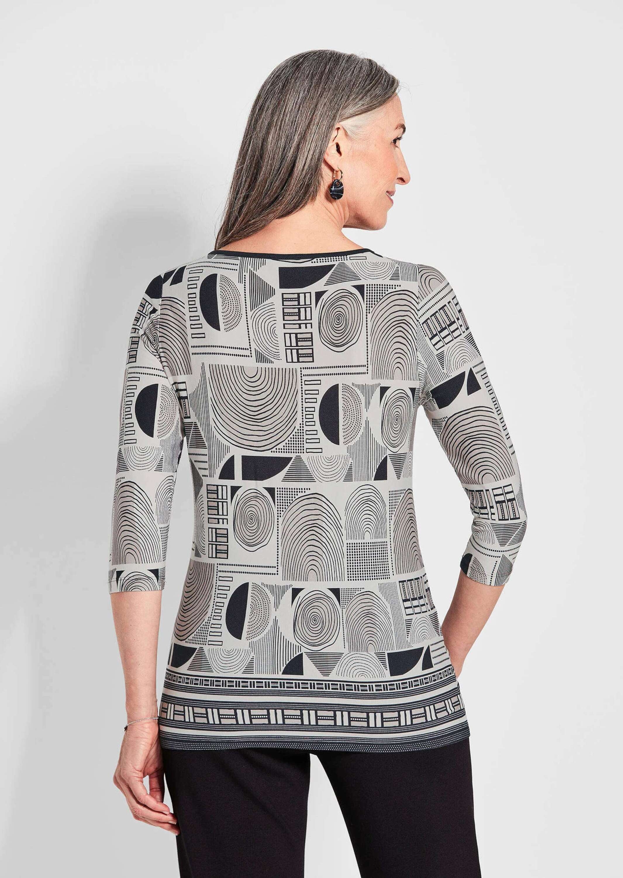 GOLDNER Kurzarmshirt »Kurzgröße Elegantes Oberteil mit Allover-Muster«