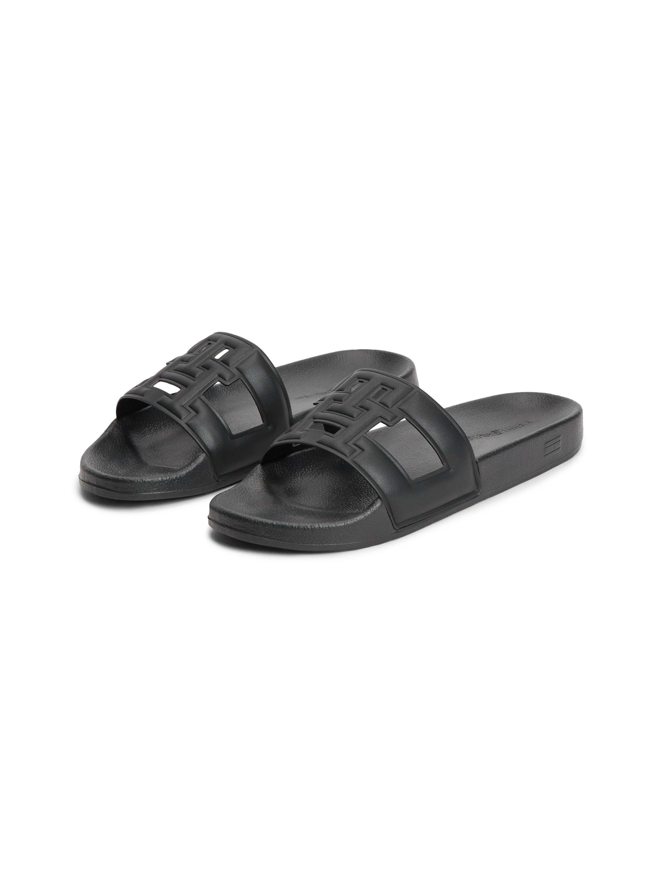 Tommy Hilfiger Pantolette "TH MONOGRAM POOL SLIDE" Sommerschuh, Schlüpfschuh mit großem TH in der Bandage