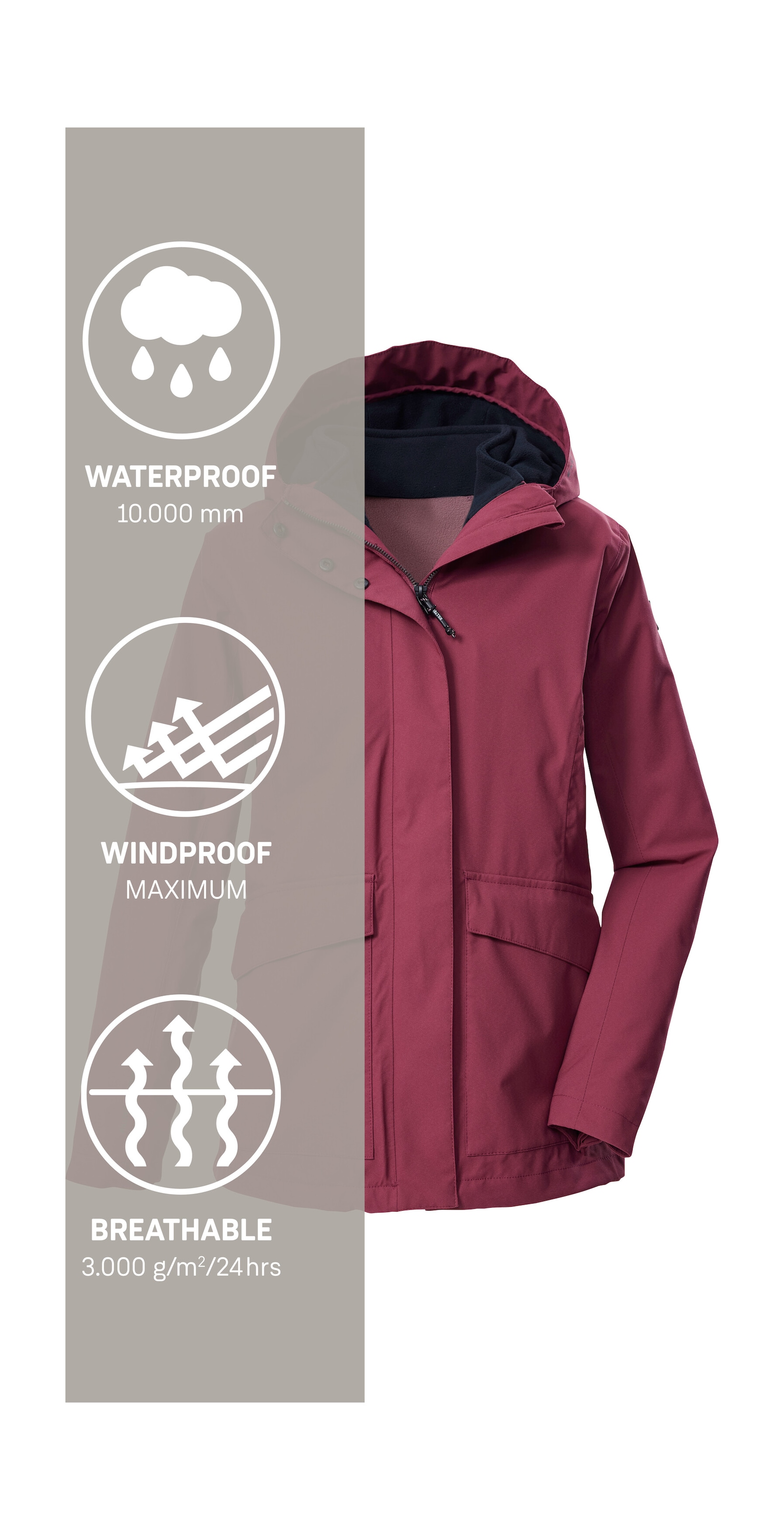 Killtec 3-in-1-Funktionsjacke »KOW 189 WMN JCKT« 3 in 1 Damenjacke: wasserdicht, atmungsaktiv, Fleece einzippen
