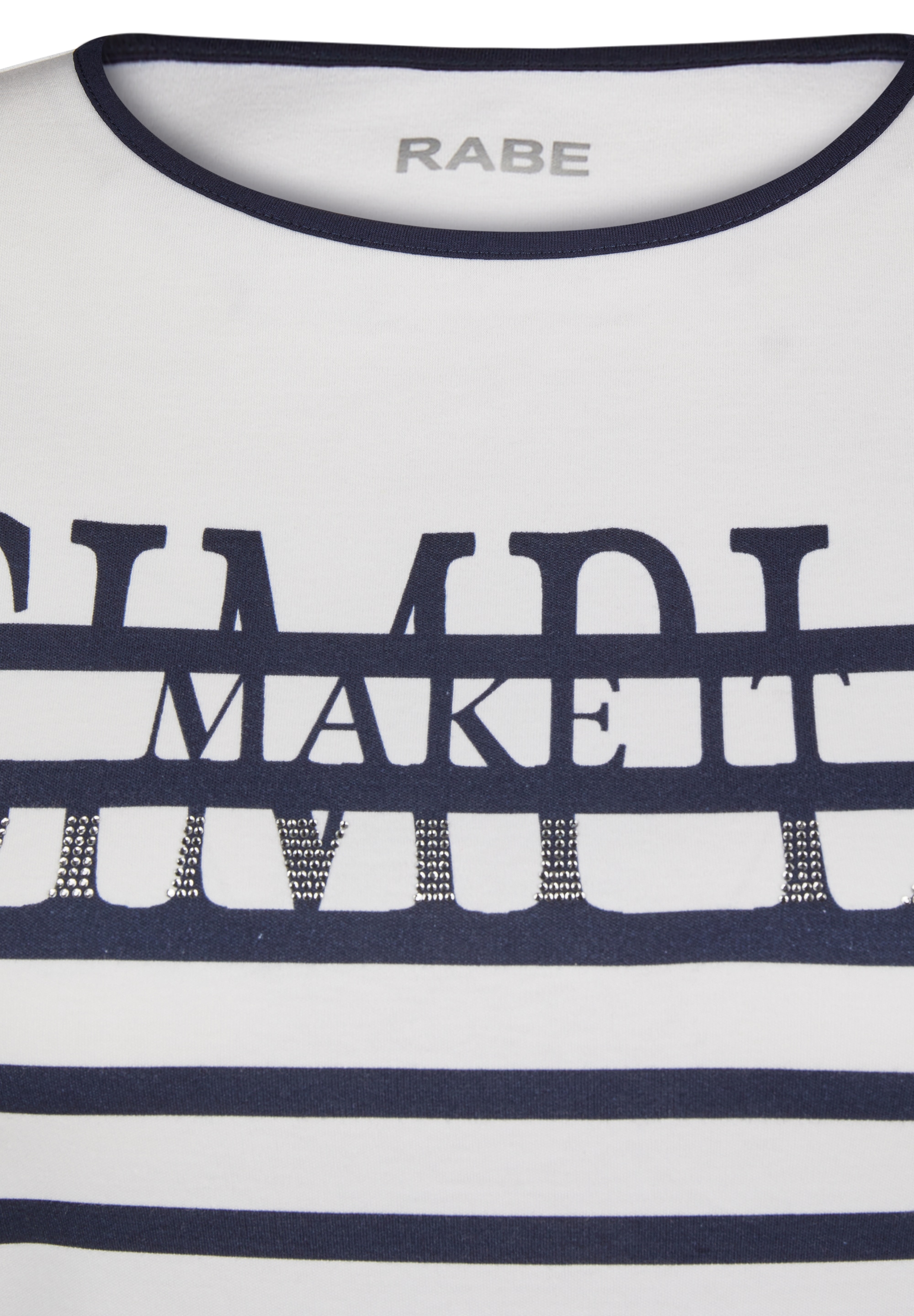 Rabe Rundhalsshirt, im Streifen-Design und mit Letter-Print