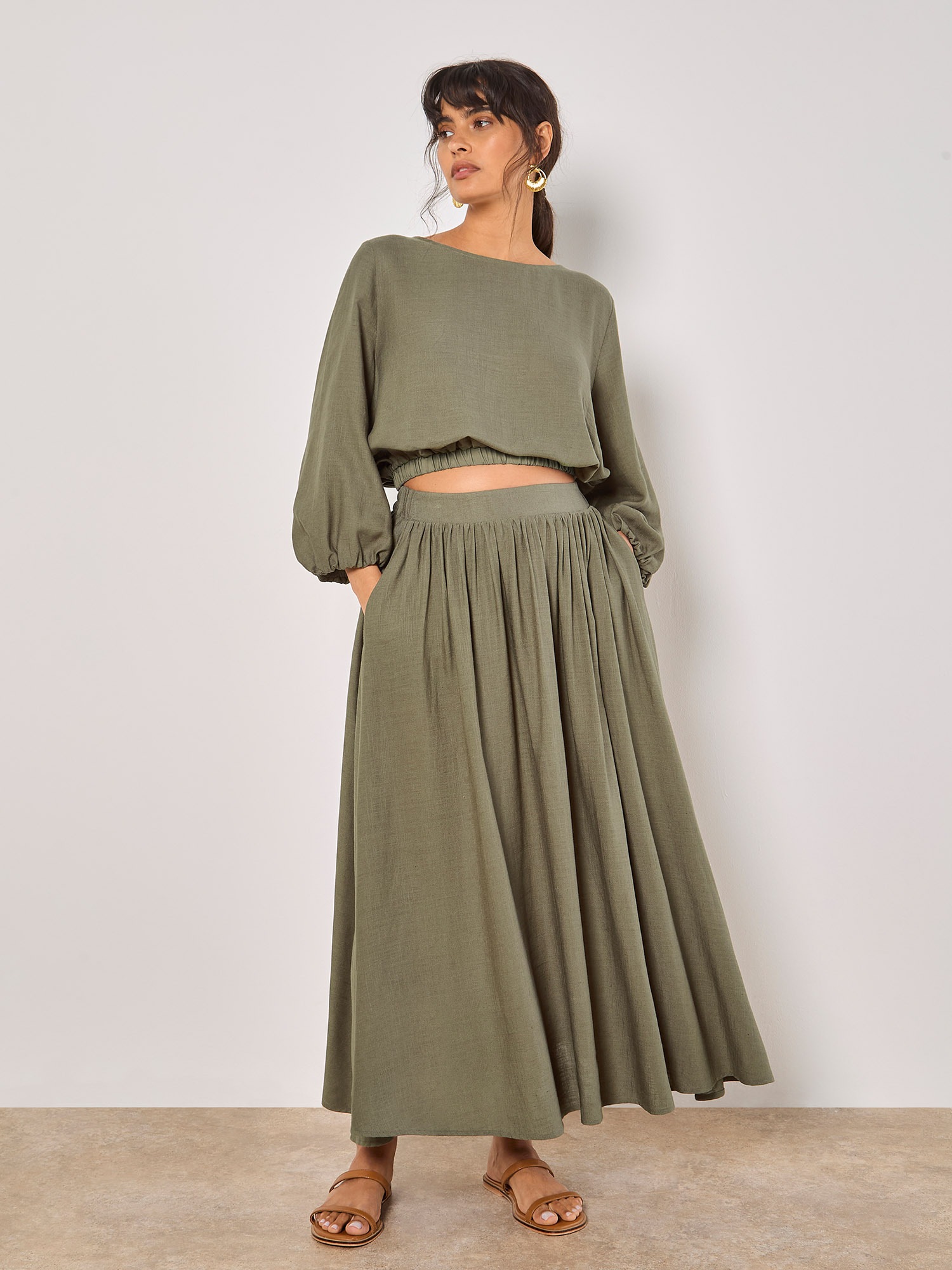 Apricot Klassische Bluse »Crop-Top« mit Ballonärmeln