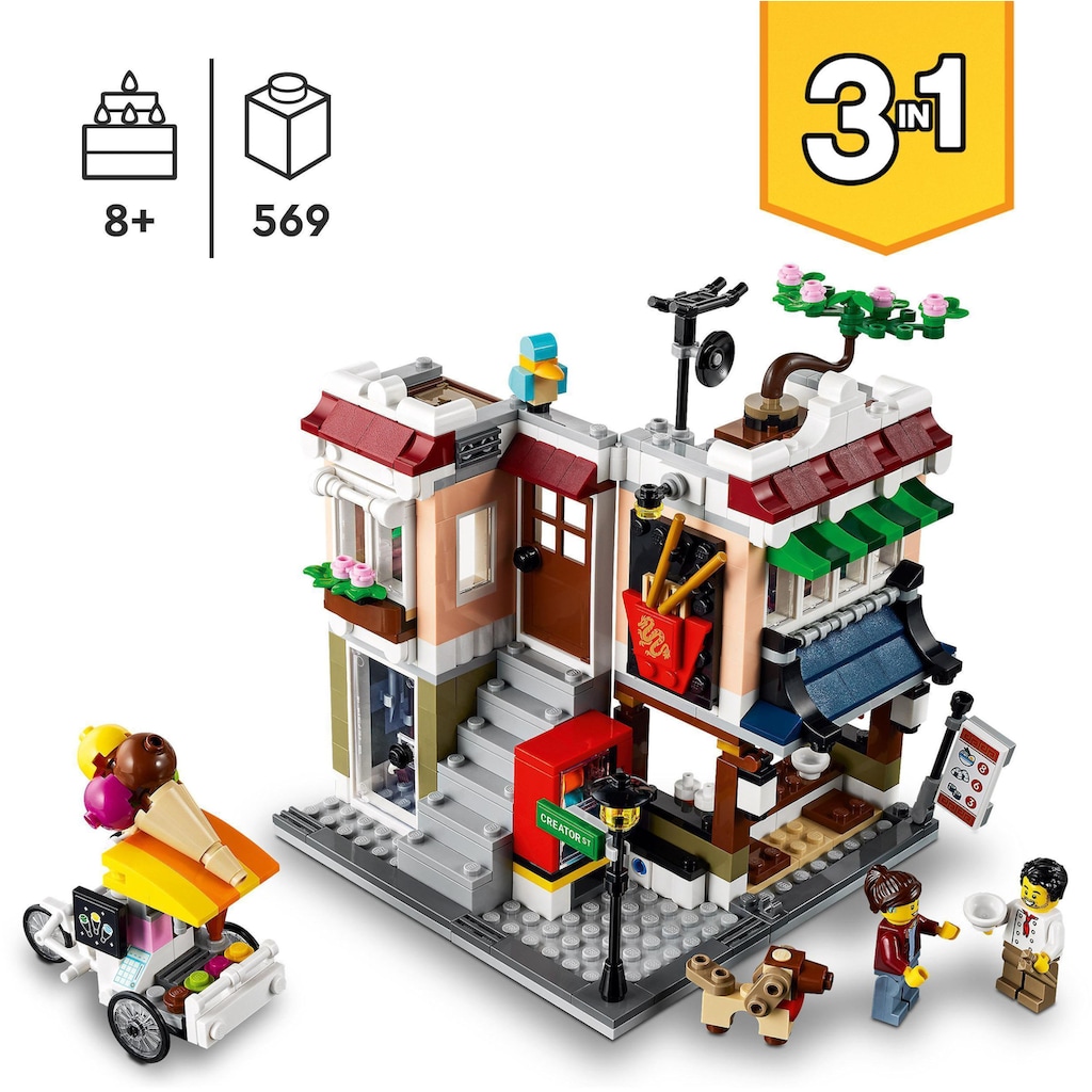 LEGO® Konstruktionsspielsteine »Nudelladen (31131), LEGO® Creator 3in1«, (569 St.), Made in Europe