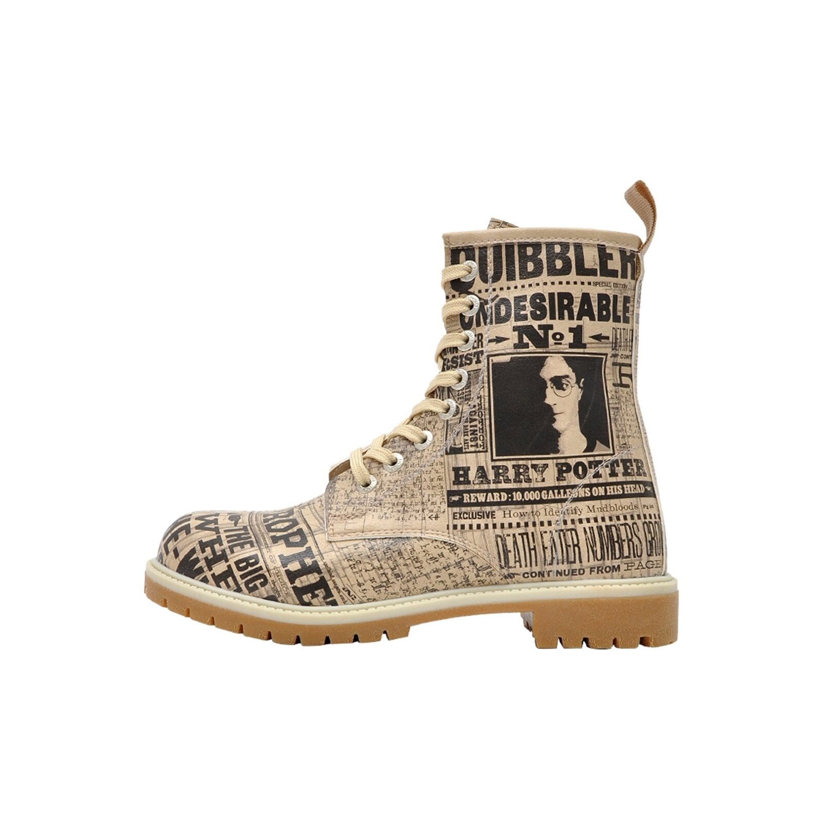Thumbnail - DOGO Schnürboots "Longe Boots Schnürstiefel Daily Prophet Harry Potter Damen", Handgefertigt