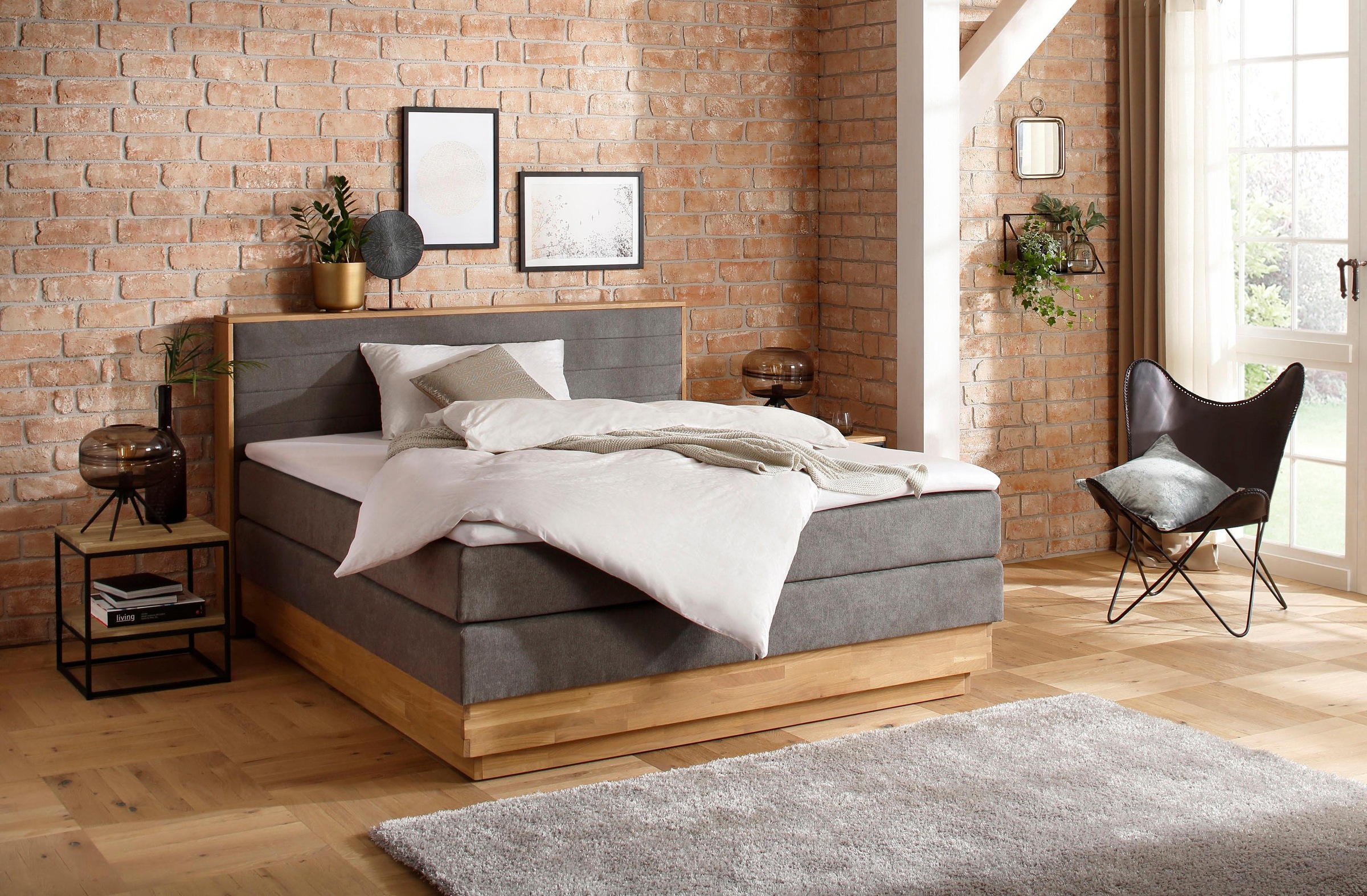 Home affaire Boxspringbett "Cavan" Eiche, inkl. Bettkasten & Topper, versch günstig online kaufen