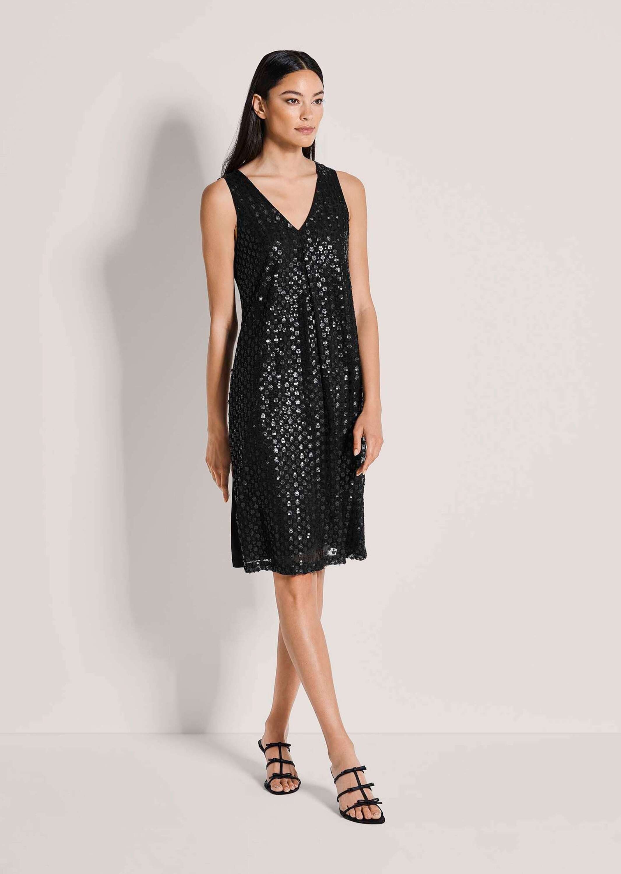 MADELEINE Paillettenkleid A-Linie Schwarz Gr. 38 2