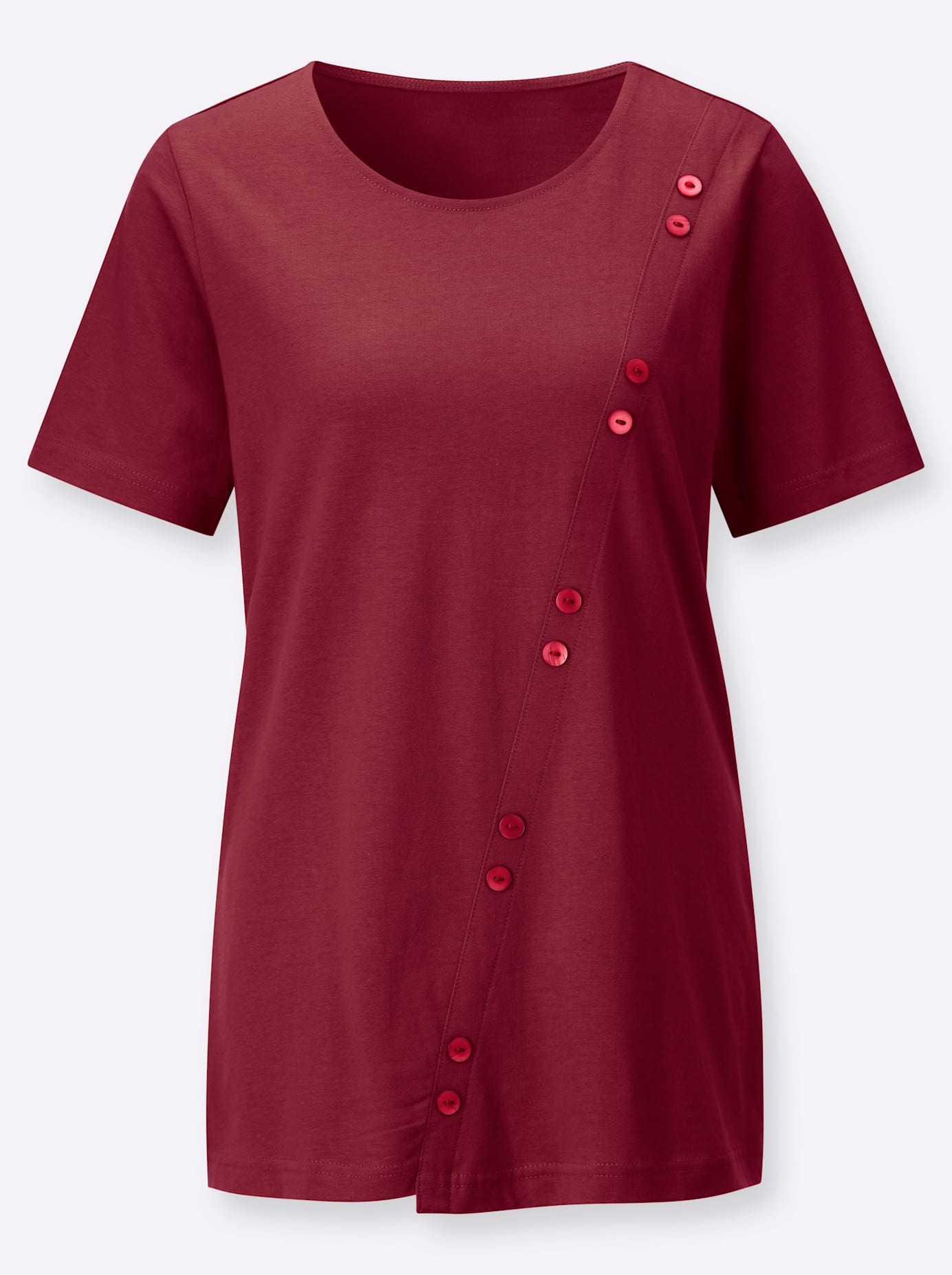 Rundhalsshirt CLASSIC BASICS "Longshirt", Damen, Gr. 50, dunkelrot, 100% Baumwolle, unifarben, Rundhals, Shirts Rundhalsshirt 3