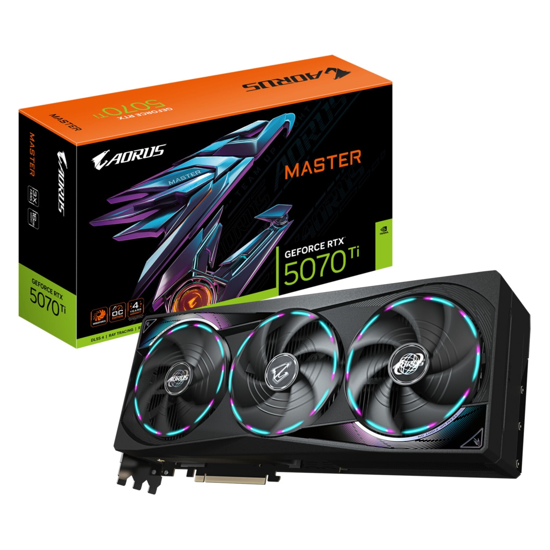 GIGABYTE Grafikkarte "AORUS GeForce RTX 5070 Ti MASTER 16G Grafikkarte - 16GB GDDR7, 256 Bit", schwarz, Grafikkarten