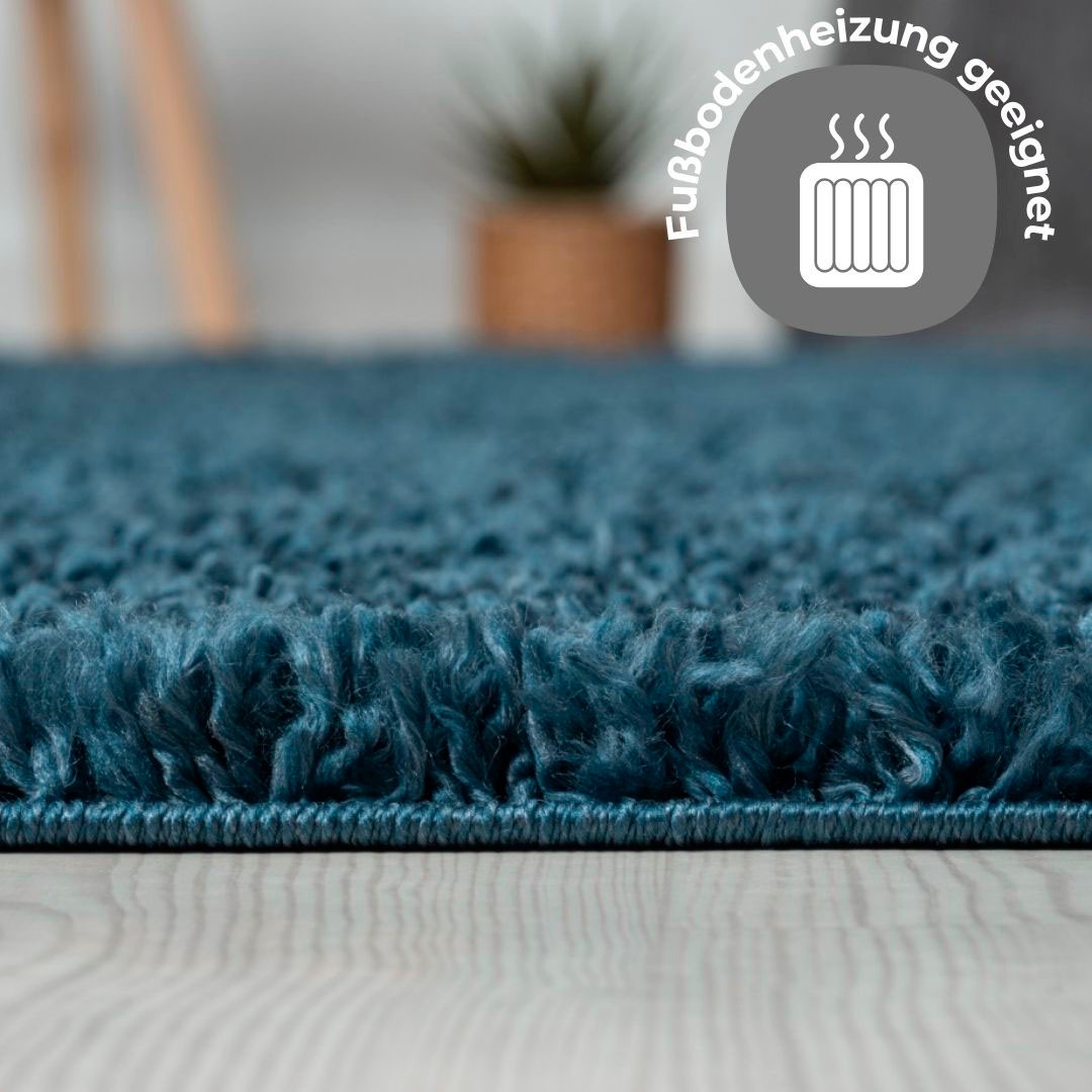 Hochflor-Teppich OTTO HOME "Banji", blau (dunkelblau), B:100cm H:37mm L:100cm Ø:100cm, Polypropylen (PP), Teppiche, Uni Farben, weich und flauschig, auch als rechteckig erhältlich 3
