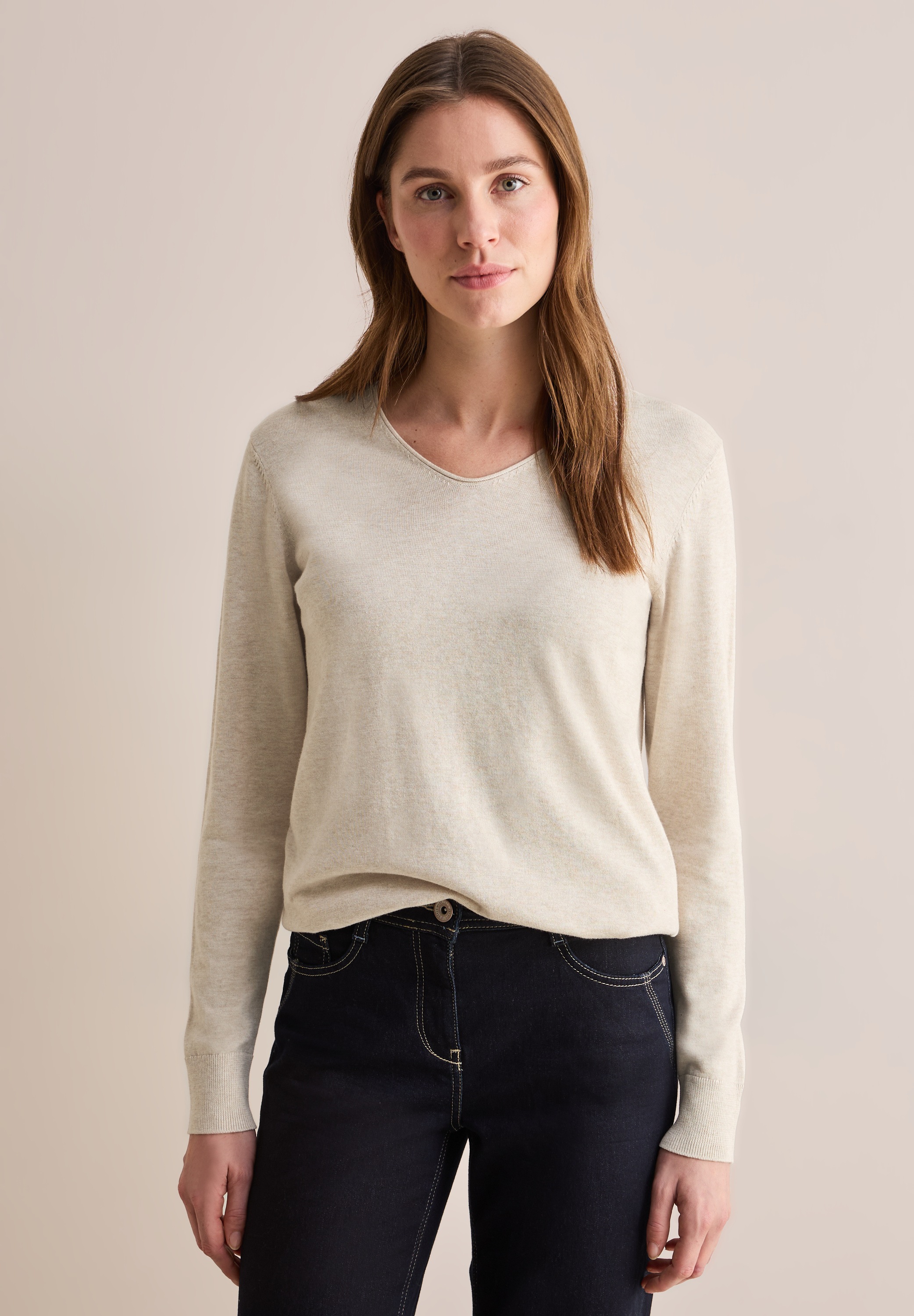 Cecil Strickpullover, mit abgerundetem V-Ausschnitt