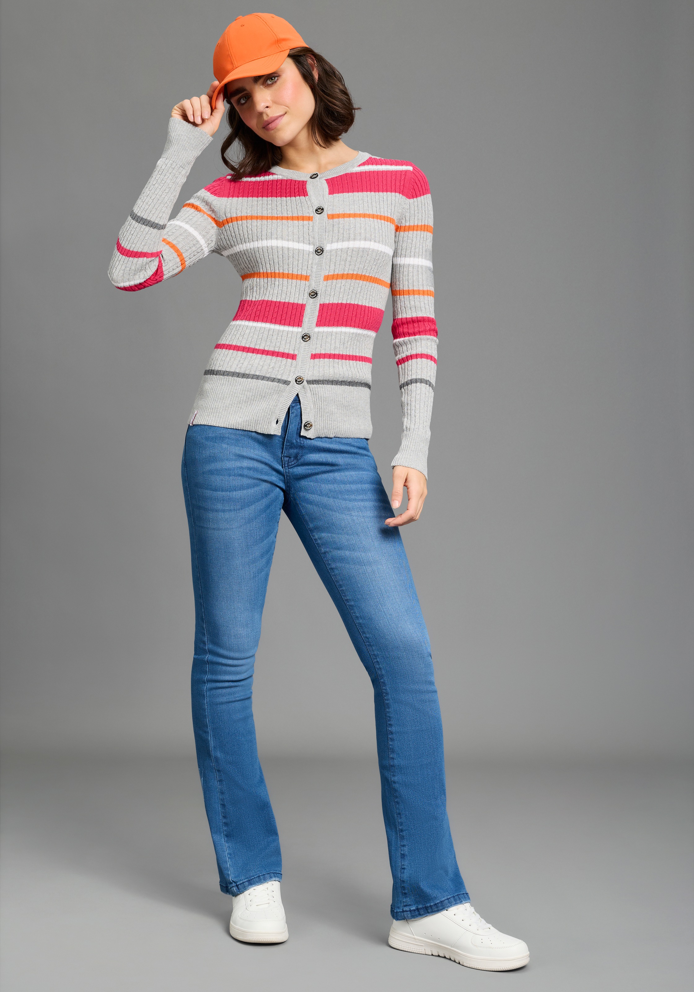 Thumbnail - KangaROOS 5-Pocket-Jeans ausgestellte Beinform, Used-Waschung, normale Leibhöhe