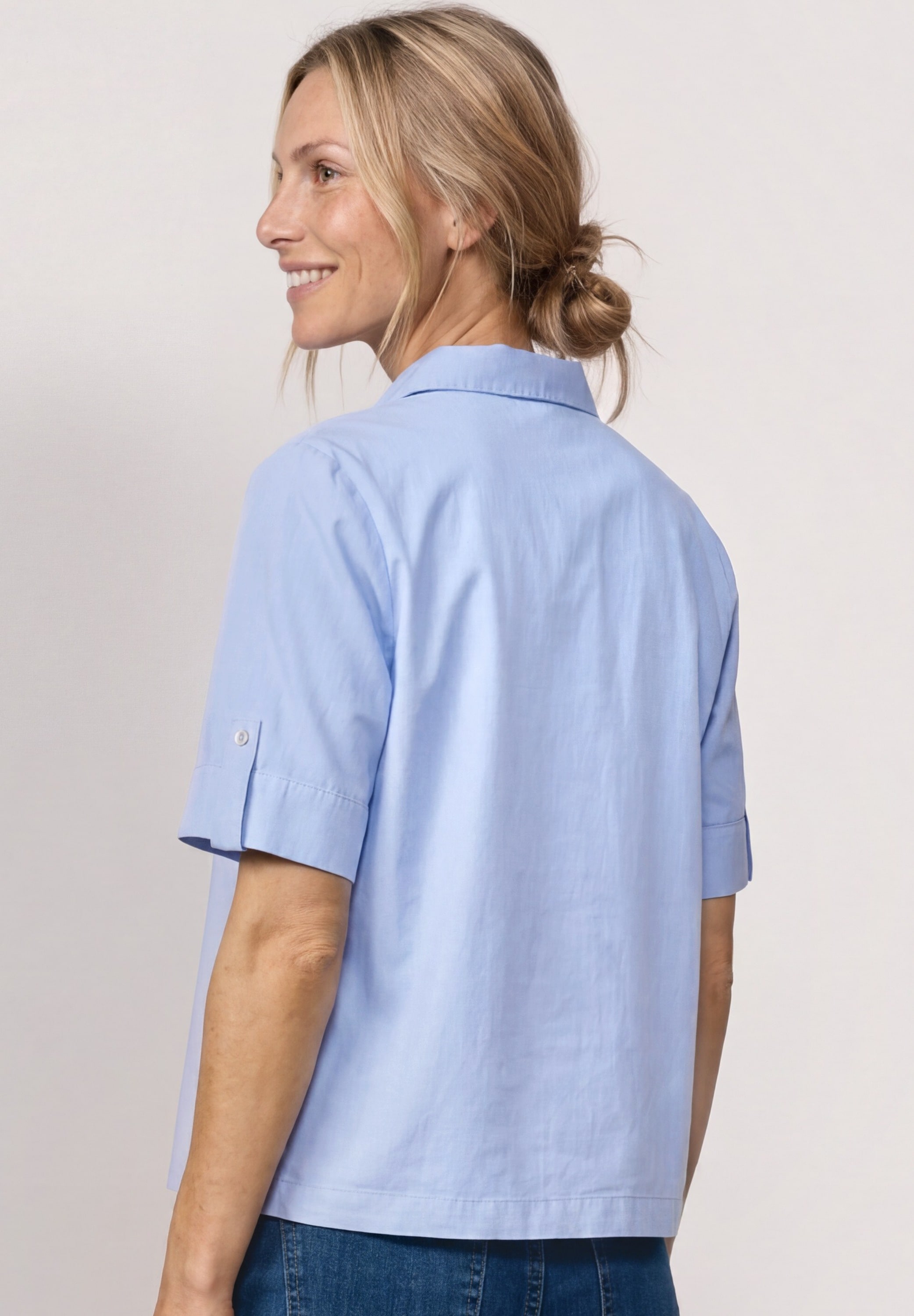 STREET ONE Kurzarmbluse Chambray