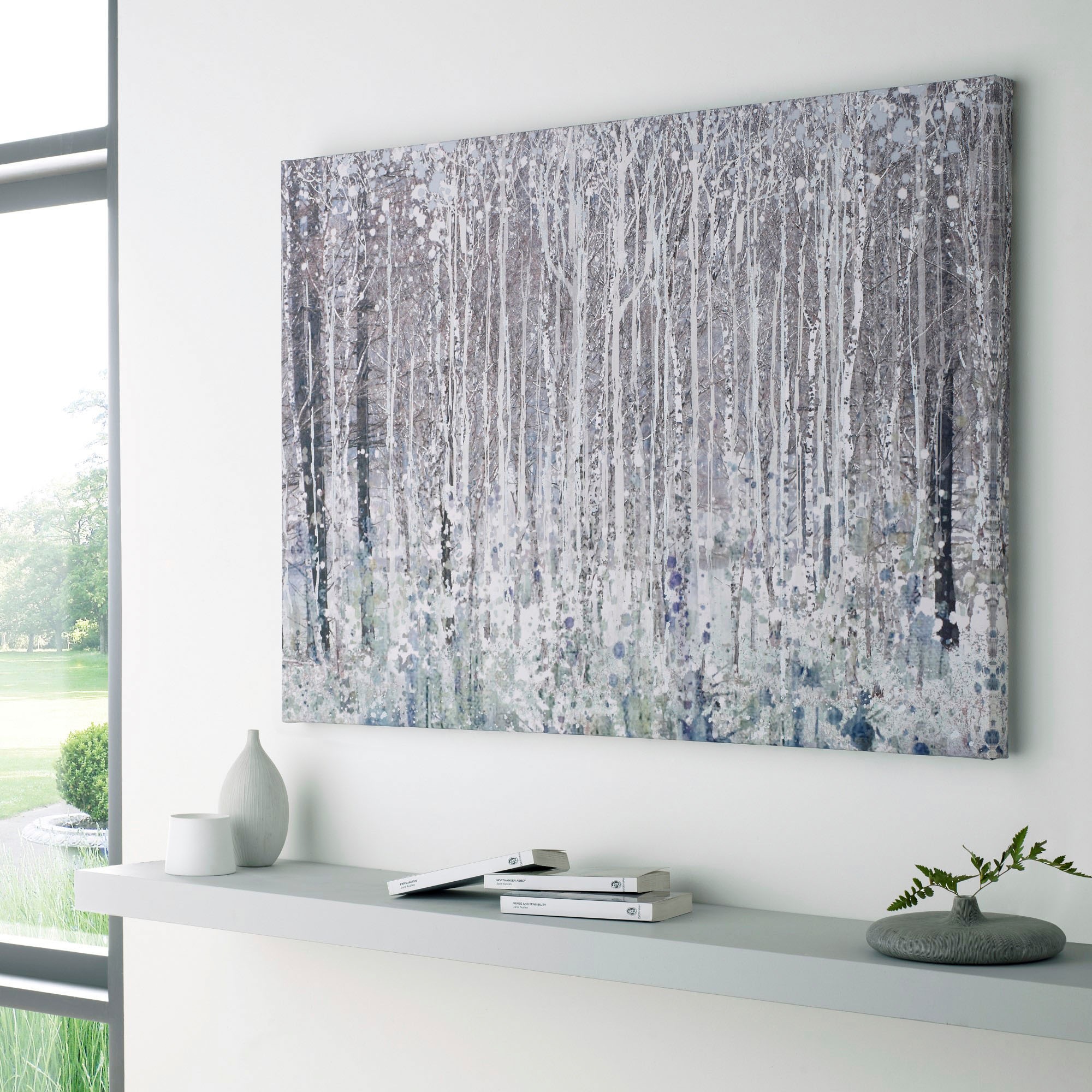 Art for the home Leinwandbild "Watercolour woods", Landschaft-Wald, Birkenw günstig online kaufen